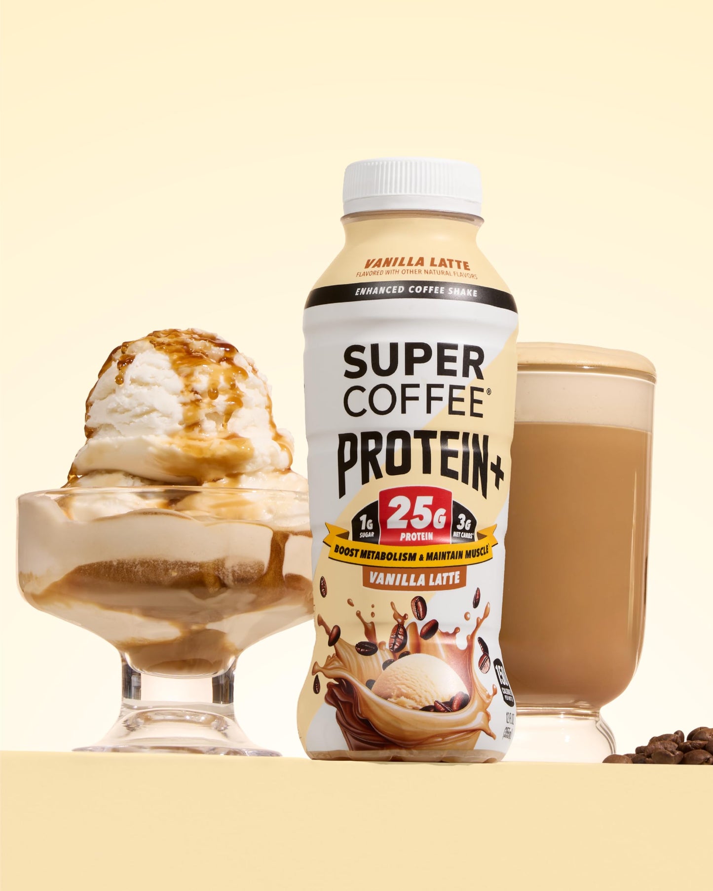 SUPER COFFEE Protein+, Keto Protein Coffee (0g Added Sugar, 25g Protein, 150 Calories) [Vanilla] 12 Fl Oz, 12 Pack | Iced Smart Coffee Drinks