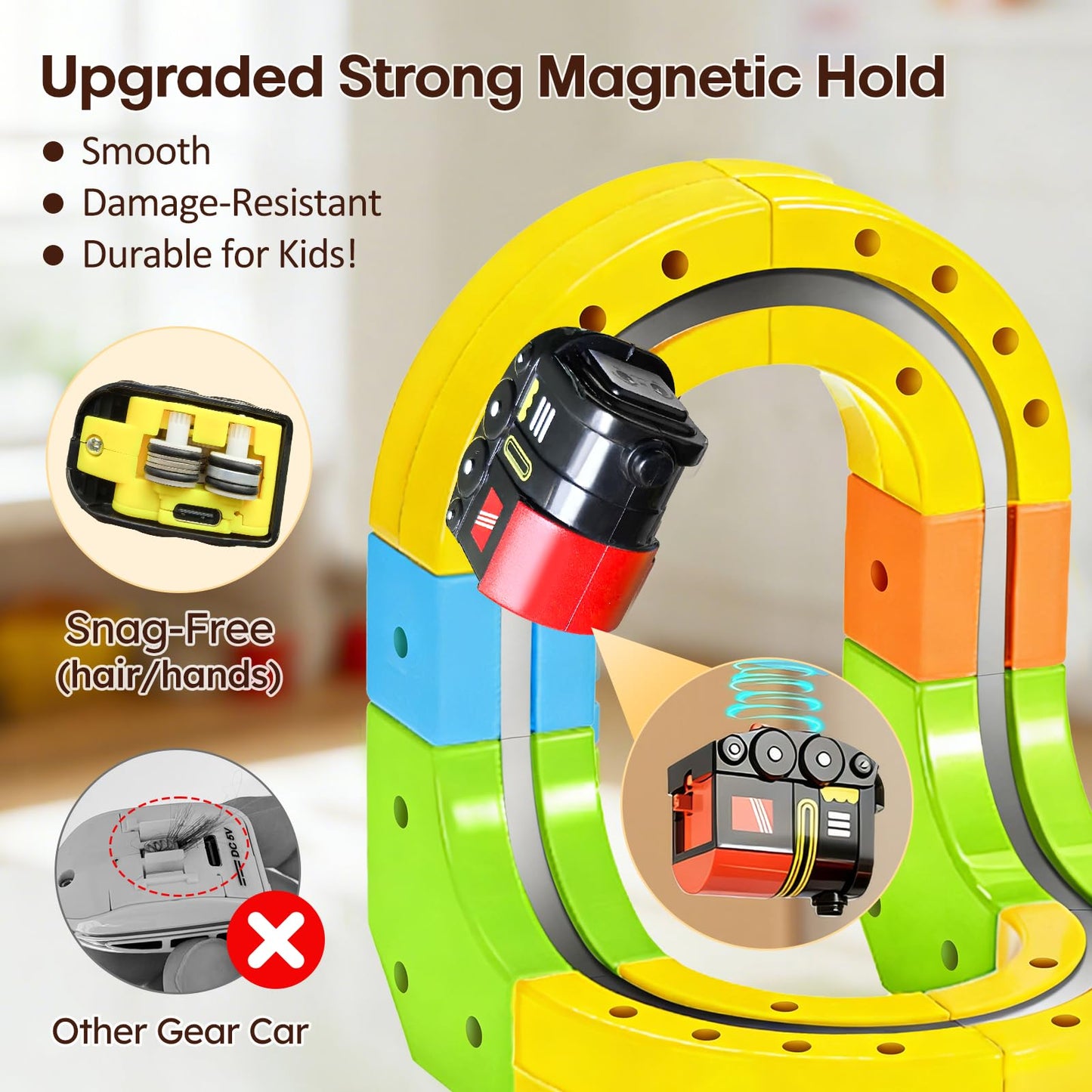 Electric 3D Magnetic Train Set with Flexible Gravity-Defying Track