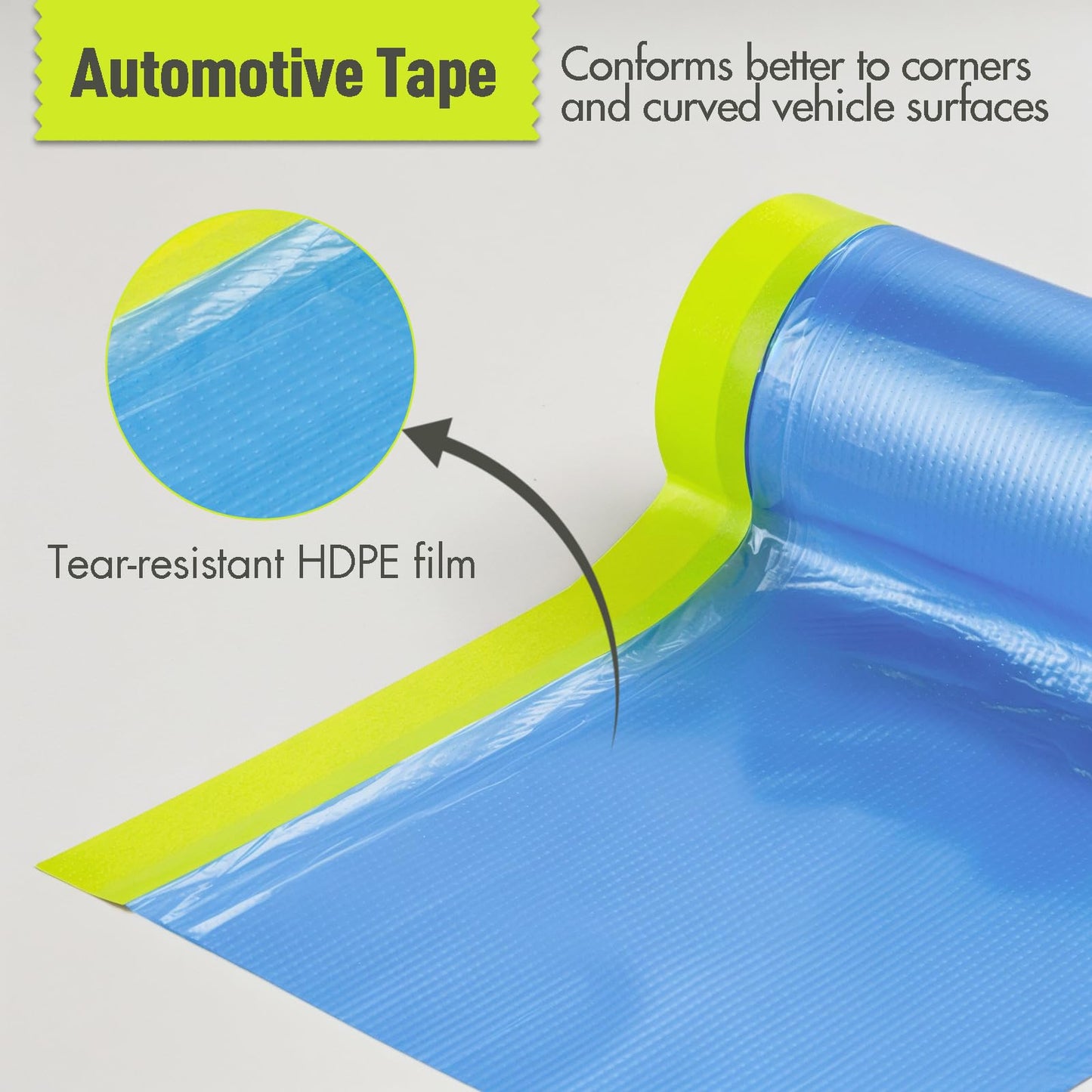 Tangibay Pre-Taped Masking Film for Painting - 44" x 66' Painters Plastic Sheeting with Automotive Paint Tape and Drape for Covering Cars, Walls, Windows and Furniture Protection (12 Rolls)