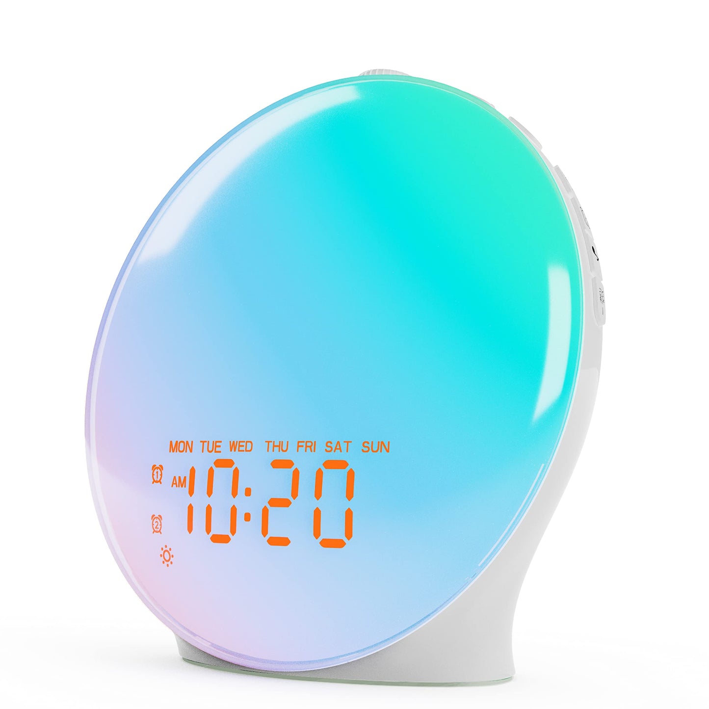 Wake Up Light Sunrise Alarm Clock for Bedroom, 17 Nihgtlights, Sound Machine with 5W Bluetooth Speaker, 25 Soothing Sounds, SleepTimer, Dual Alarms, FM Radio, Ideal Gift for Baby, Kids, Adults, Senior