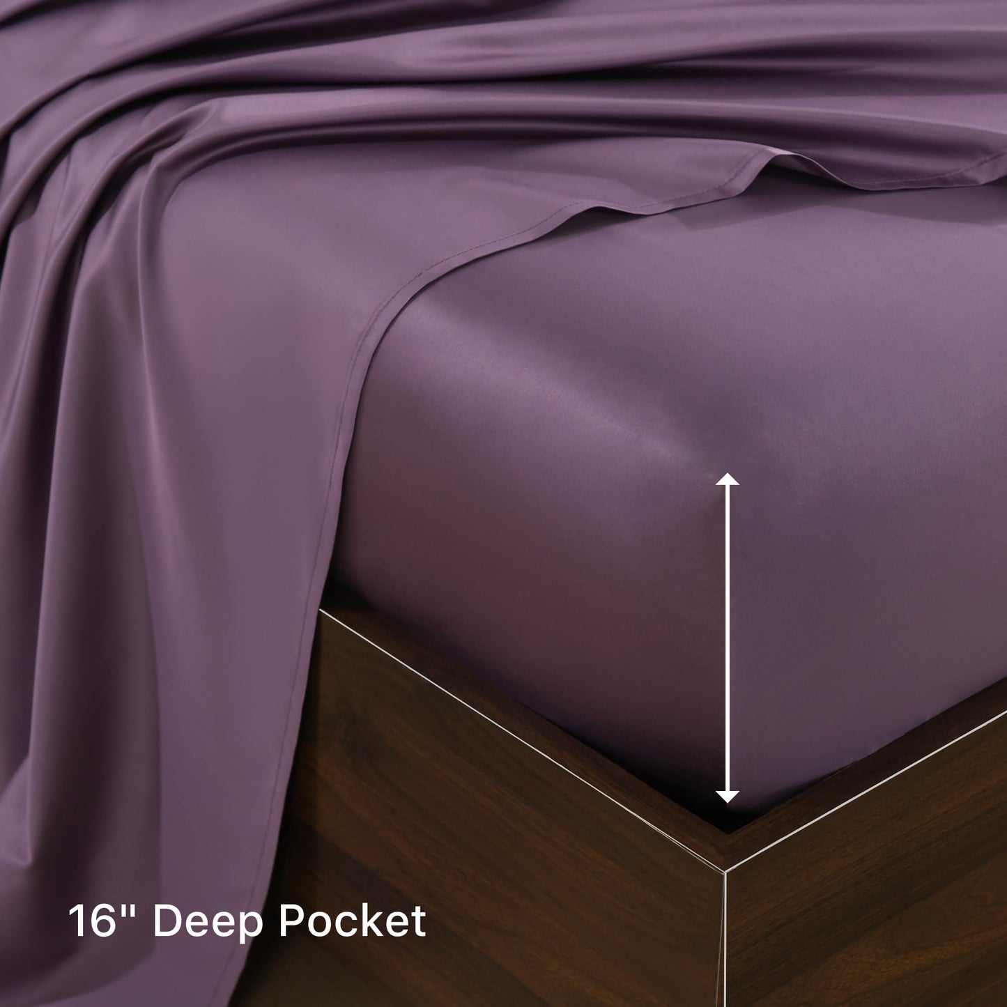 NATUREFIELD Silky Bed Sheets Set King Size (4pc), Rayon Derived from Bamboo Blend, Soft Cooling Sheets with Deep Pockets, Hotel Luxury Bedding Sheets & Pillowcases