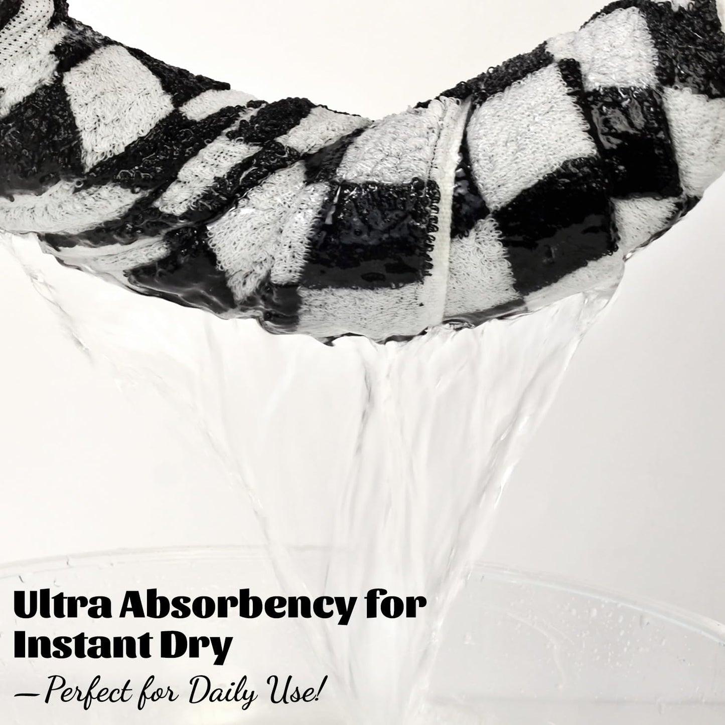 Jacquotha Black and White Towels Set of 8, Cute Checkered Towels for Bathroom Decor, 2 Bath, 2 Hand, 4 Washcloths, Cotton