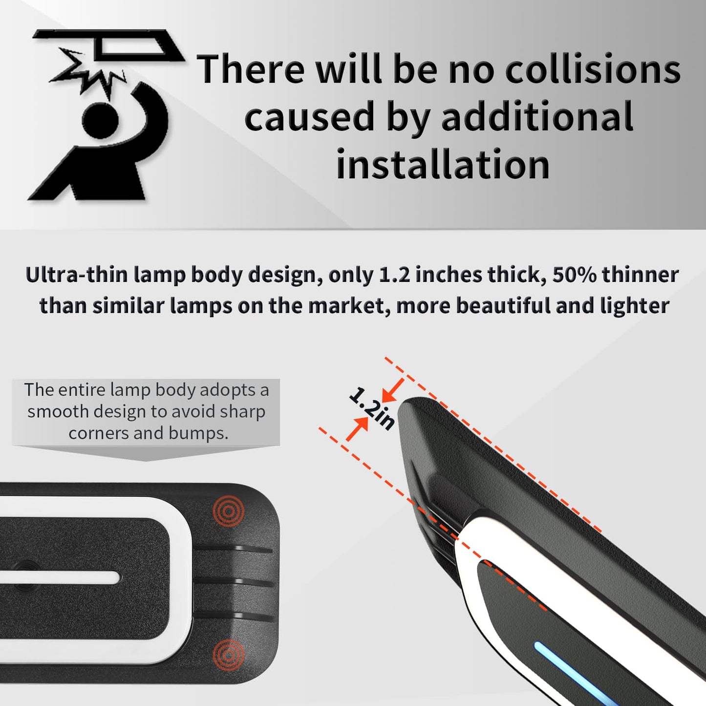 Aigmux Rear Ceiling Lights Compatible for Ford Bronco 2021-2024 4 Door Back Trunk LED Roof Top Lamp White Reading Lights W/Touch Switch