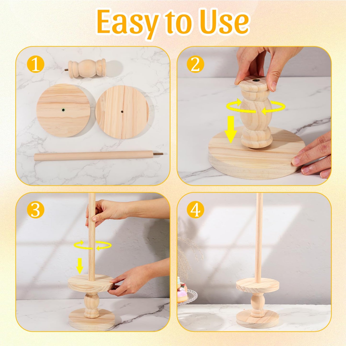 Zhehao 4 Pcs Farmhouse Donut Stand Donut Holder Display Stacker Tower Detachable Doughnut Stand Dessert Tower Tools Serving Decoration Kit for Birthday Wedding Party Decoration(Wood)