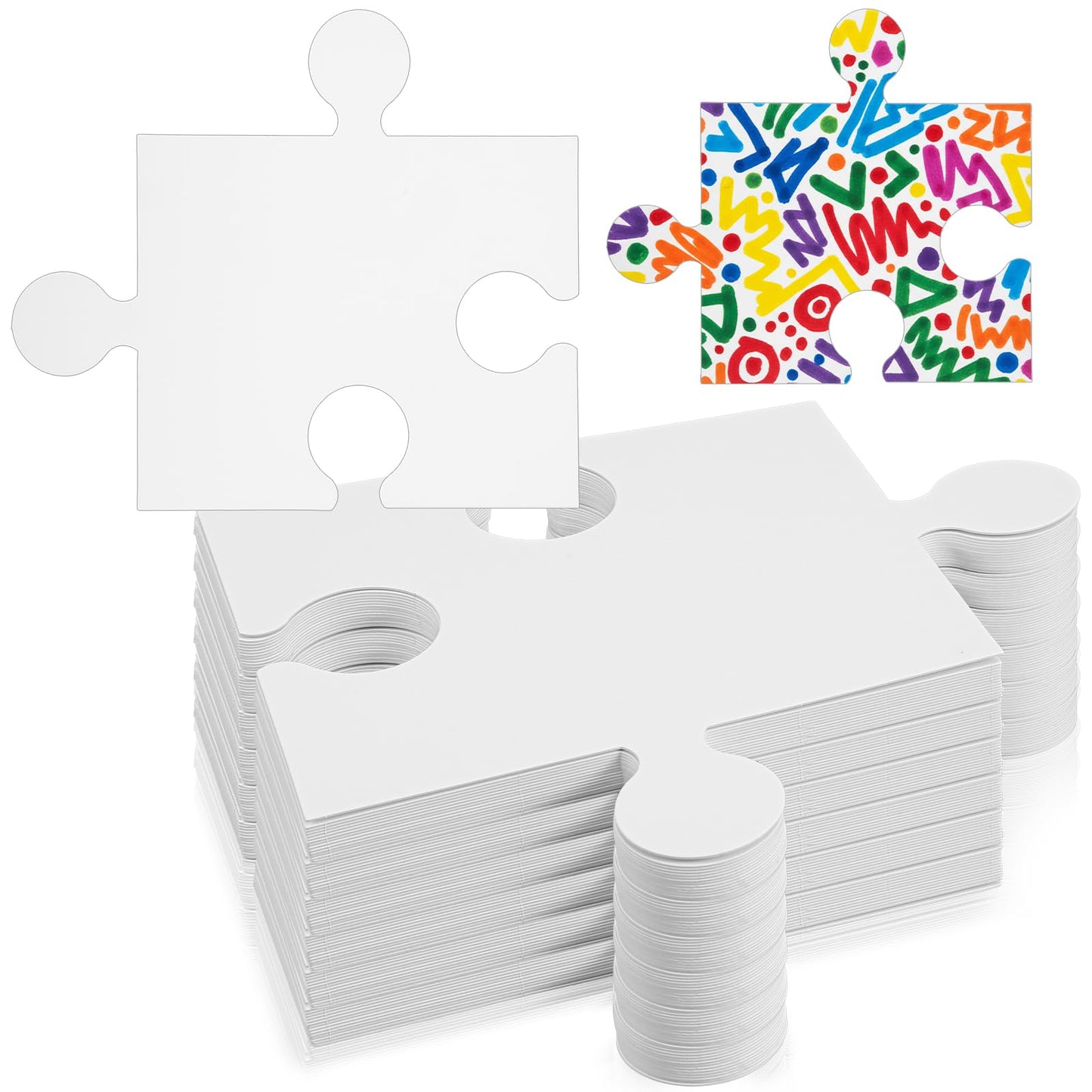 60 Pcs Large Blank Puzzle Pieces 8 x 9 Inch White Blank Puzzles to Draw on for Adult to Draw and Write and Makes Your Own Art Display