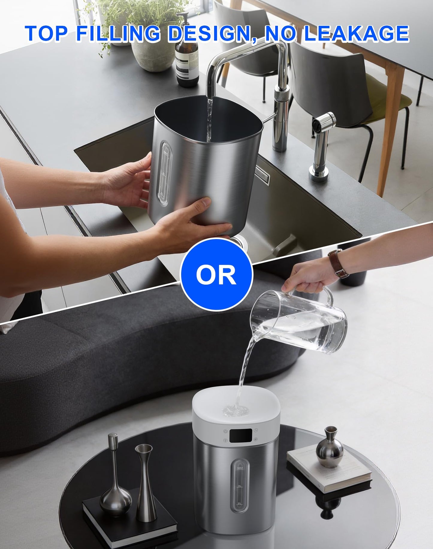 Humidifiers for Bedroom Large Room Baby, 4L Ultrasonic Cool Mist Humidifier, 304 Stainless Steel humidifiers, Auto Humidity Control, Humidity Display, Night Light, Quiet,Timer,Aromatherapy