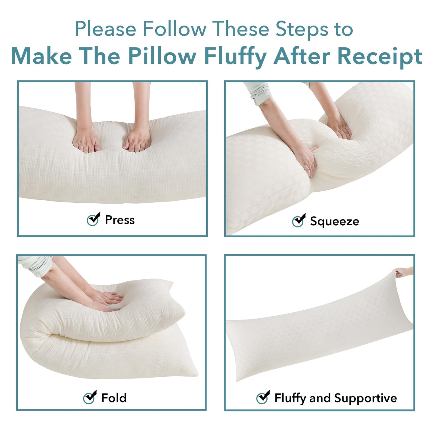 Oubonun Full Body Pillow for Adults, Soft and Fluffy Large Body Pillow for Sleeping, Premium Long Bed Pillow for Side Sleepers(21x54,Cream)