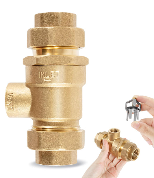 9D-M2 Backflow Preventer Dual Check Valve with Intermediate Atmospheric Vent, 3/4 Inch, Female Union Inlet and Outlet Connections Replacement for Watts 9D-M2 Backflow Preventer Dual Check Valve