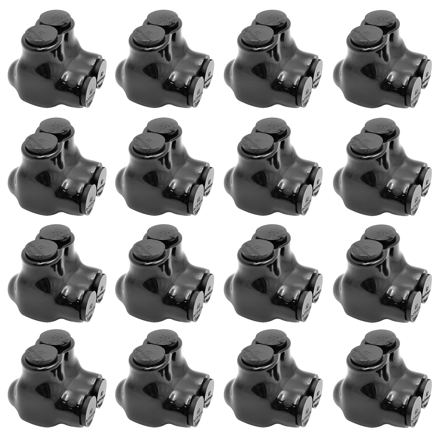 Black Multi-Tap Insulated Wire Connectors -2 Port Single-Sided Entry - 2-14 AWG Wire Range -Slotted or 5/32" Allen Hex -Dual-Rated Aluminum to Copper Wire Connectors -6061-T6 CU9AL -(16 Pack)