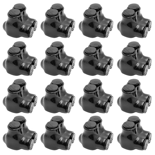 Black Multi-Tap Insulated Wire Connectors -2 Port Single-Sided Entry - 2-14 AWG Wire Range -Slotted or 5/32" Allen Hex -Dual-Rated Aluminum to Copper Wire Connectors -6061-T6 CU9AL -(16 Pack)