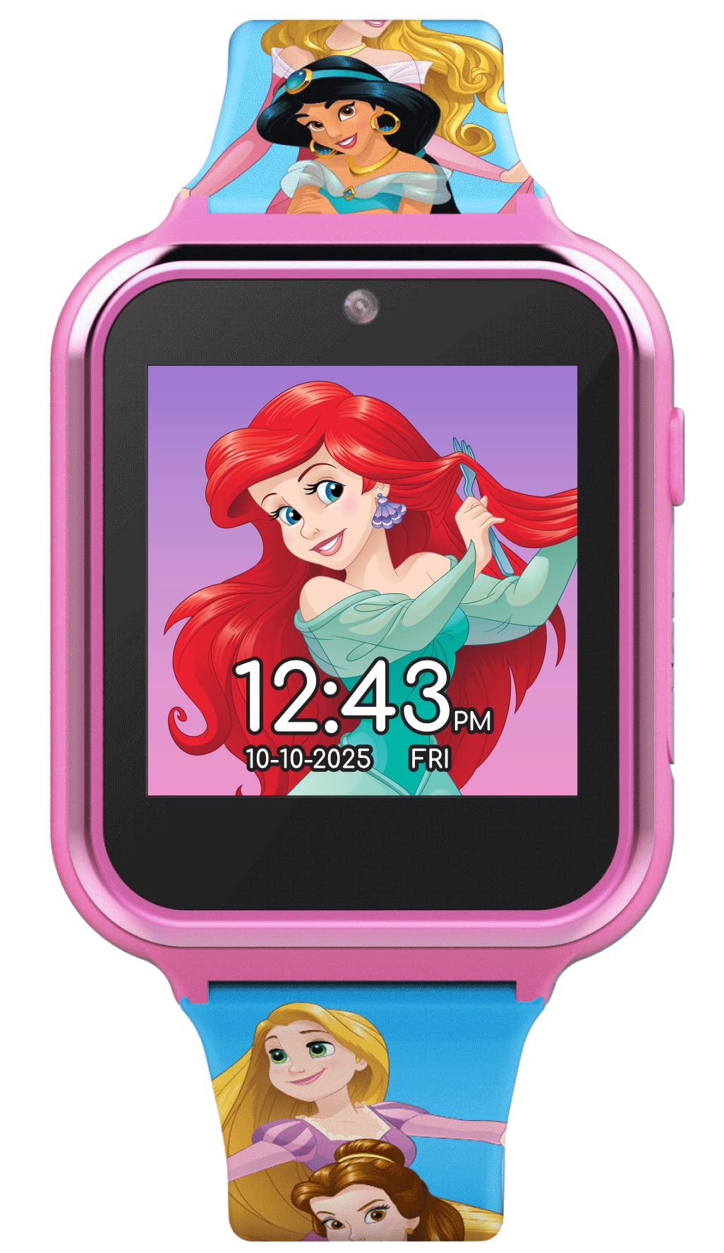 Accutime Disney's Princess Kids' Touchscreen Interactive Smartwatch, Built in Selfie-Camera, Easy-to-Buckle Strap, Model: PN4258AZ