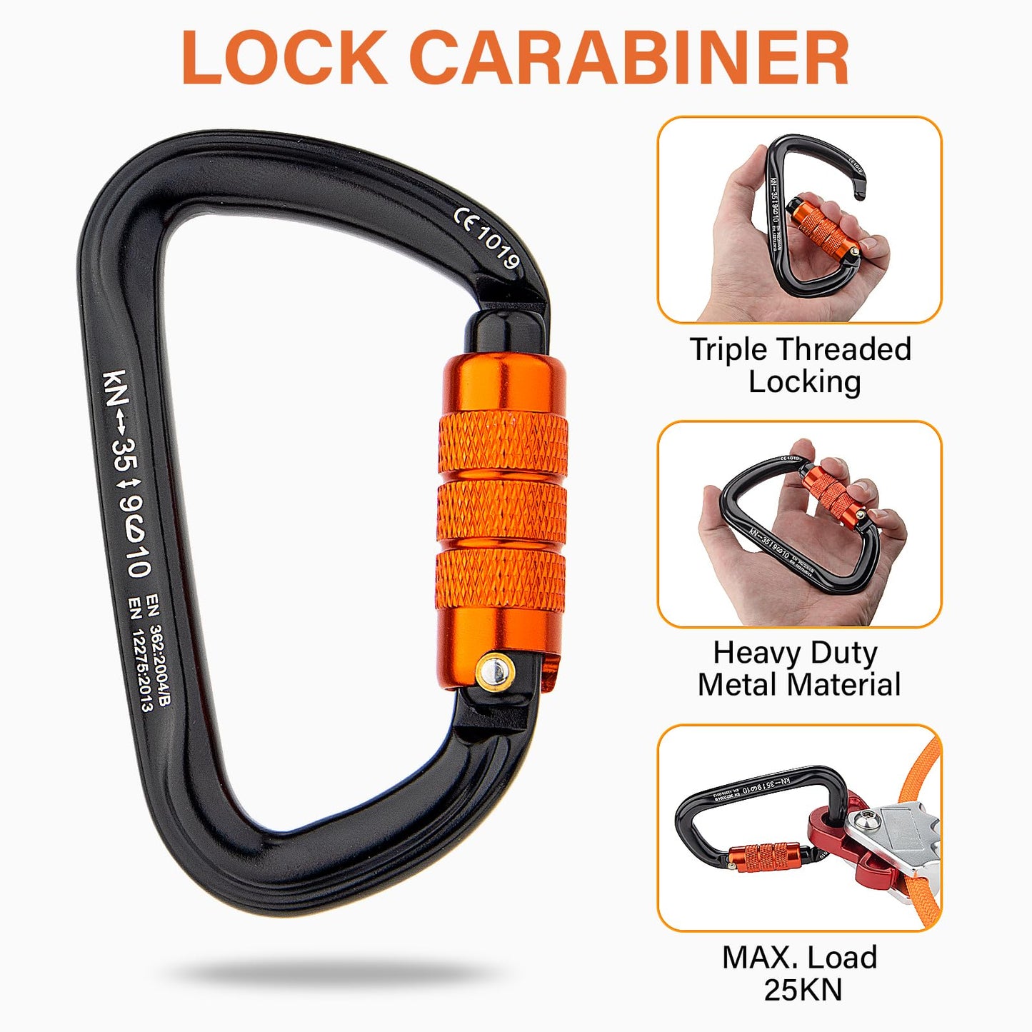 TRSMIMA Steel Wire Core Flipline - 8ft Fall Protection Arborist Climbing Tree 1/2" Galvanized Cable Lanyard Kit With Swivel Snap Hook Triple Lock Carabiner Rope Grab Adjuster