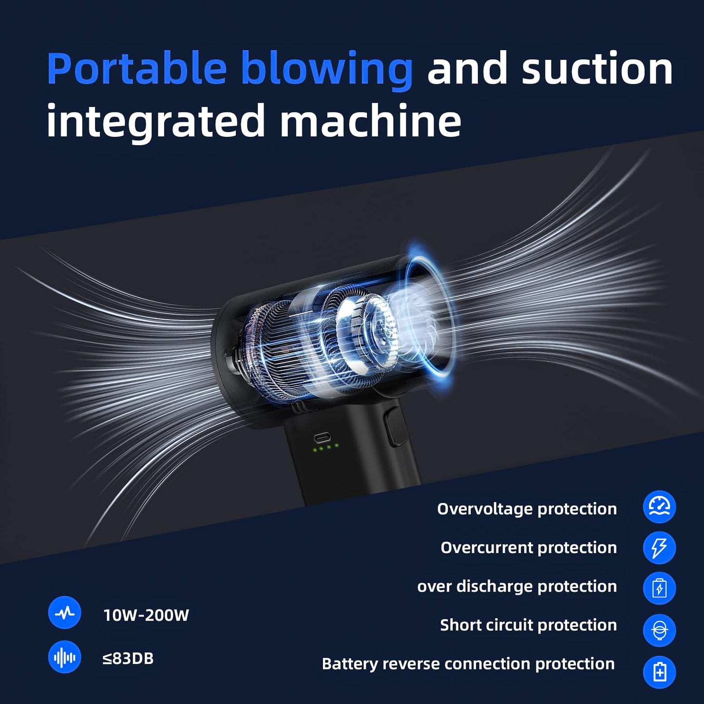 Novyllis Electric Compressed Air Duster Mini Blower Cordless with Computer Vacuum Cleaner kit Lighting 180,000 RPM 5 Speed Handheld 3 in 1 USB-C for pc Keyboards Home Car BBQ Grill