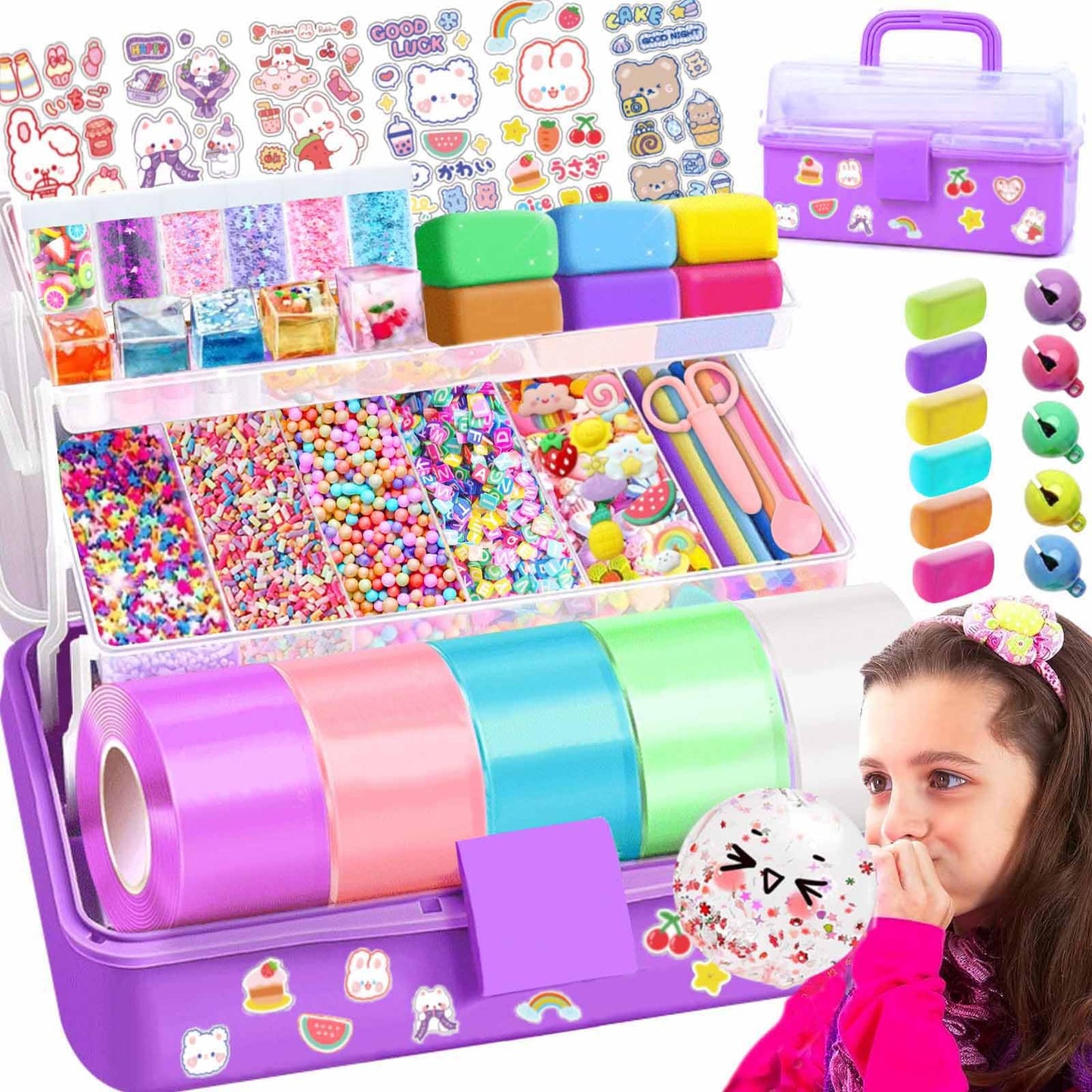 Jimcii Nano Tape Bubble Kit with Purple Box, Squishy Making Maker Kit, Nano Tape Bubbles
