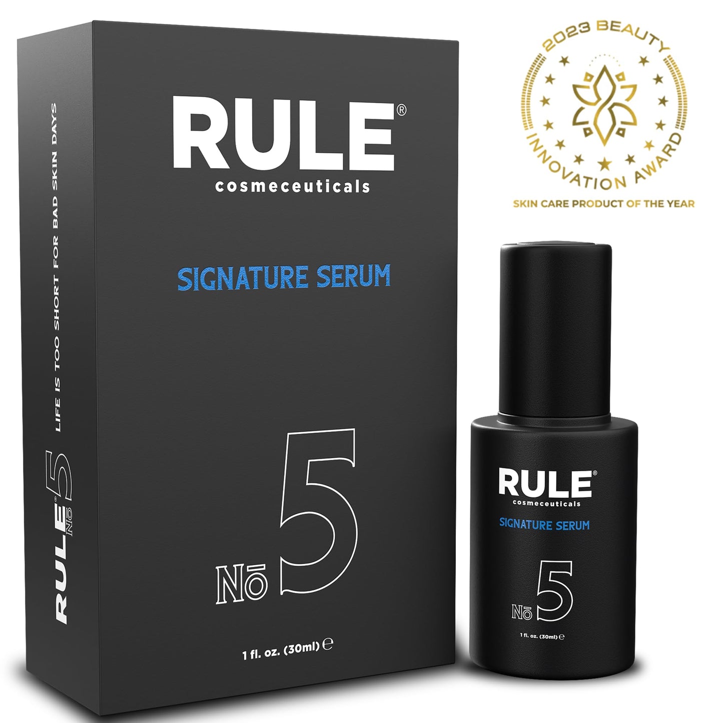 RULE Vitamin C Face Serum for Men with Hyaluronic Acid, Caviar & Niacinamide - Anti Aging Serum for Face Fine Lines, Wrinkles, Dark Spots, Brightening Skin - Antioxidant Facial Serum for Men, 1 Fl Oz
