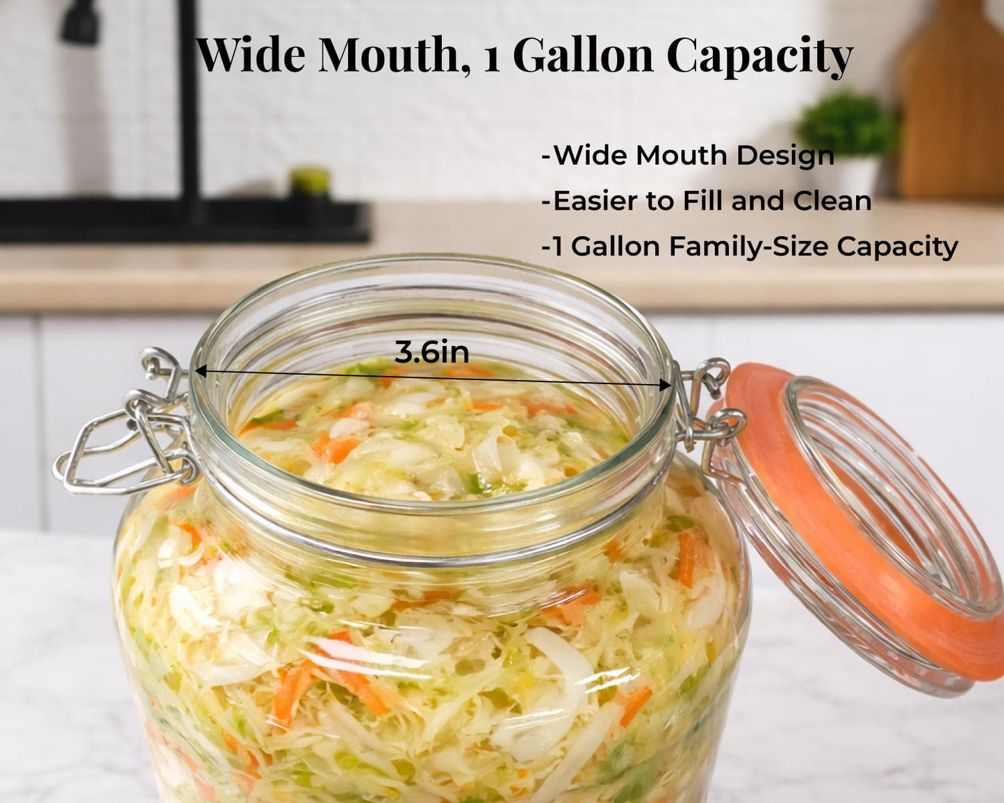 Glolaurge 1 Gallon Fermentation Jars, 2 Pack Glass Fermentation Kit with Airlocks & Weights, Wide Mouth Fermenting Jars for Sauerkraut, Kimchi, Pickles, Mead & More