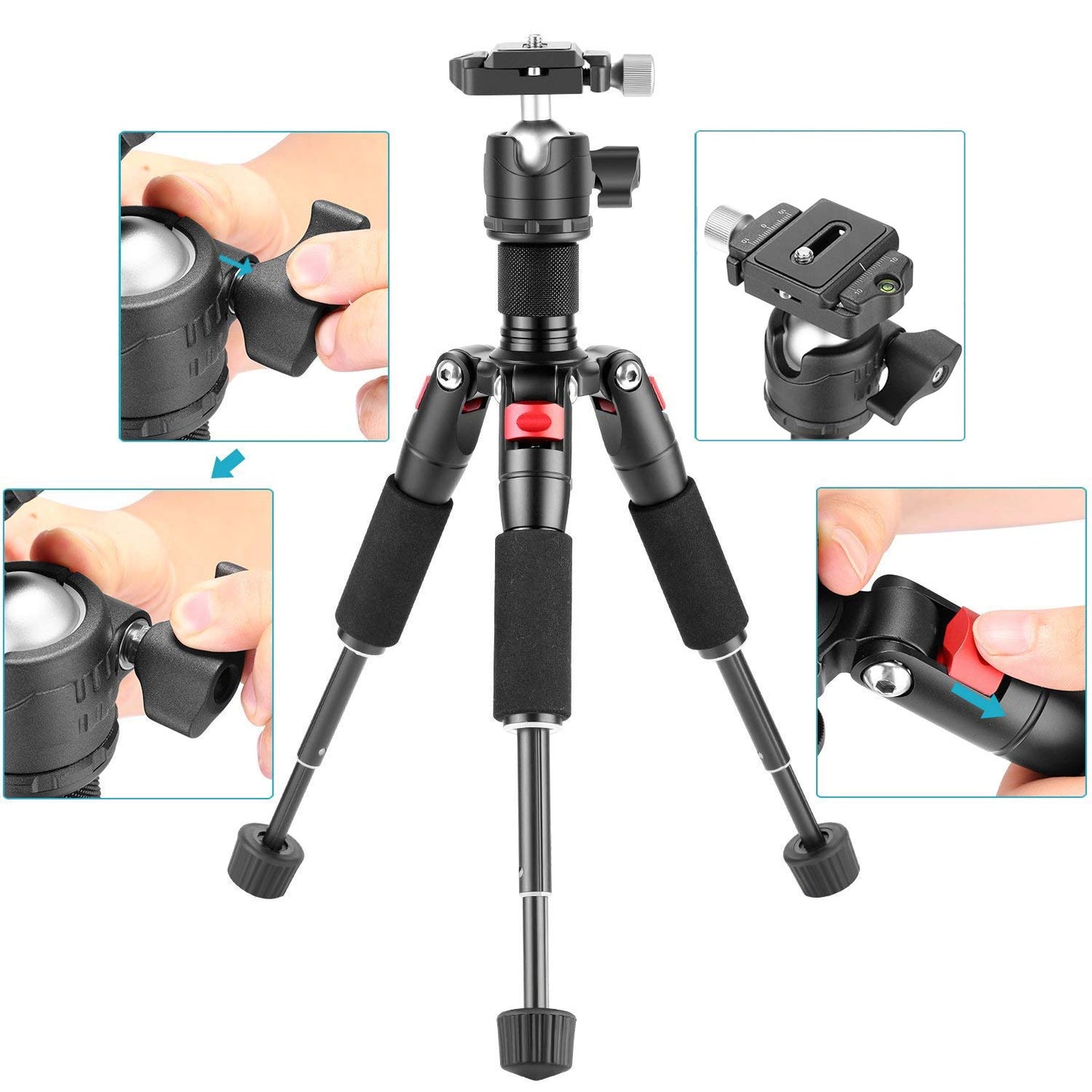 NEEWER Portable Desktop Mini Tripod Aluminum Alloy 20''/ 50cm Desk Tripod with 360 Degree Ball Head, 1/4 inch Quick Shoe Plate for DSLR Camera Video Camcorder, Load up to 11 pounds/5 kilograms
