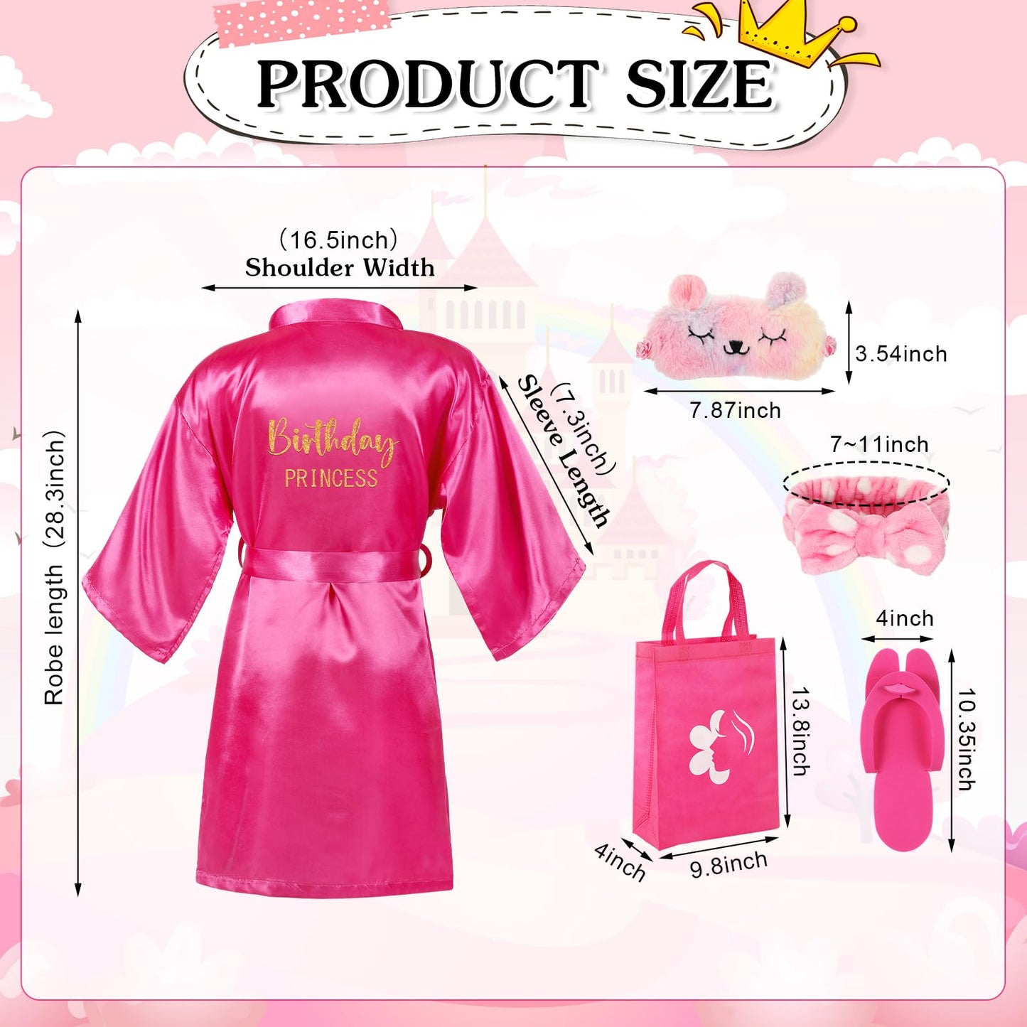 Toulite 10 Set Spa Party Supplies for Girls Kids 10 Satin Robes Spa Kit Sleepover Birthday Slumber Party Favors Nail Salon(Rose Red, Pink)