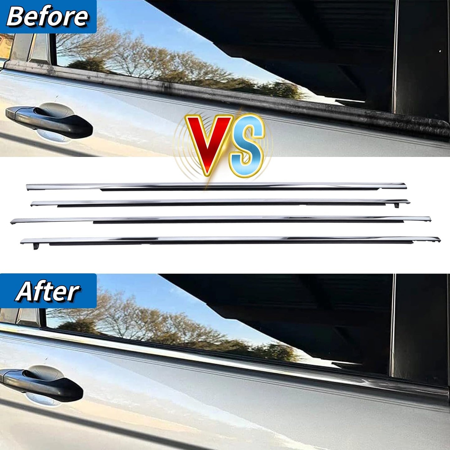 4Pcs Weatherstrip Window Moulding Trim Seal Belt Compatible with 2003-2007 Honda Accord Replaces# 72410-SDA-A01; 72450-SDA-A01; 72910-SDA-A01; 72950-SDA-A01