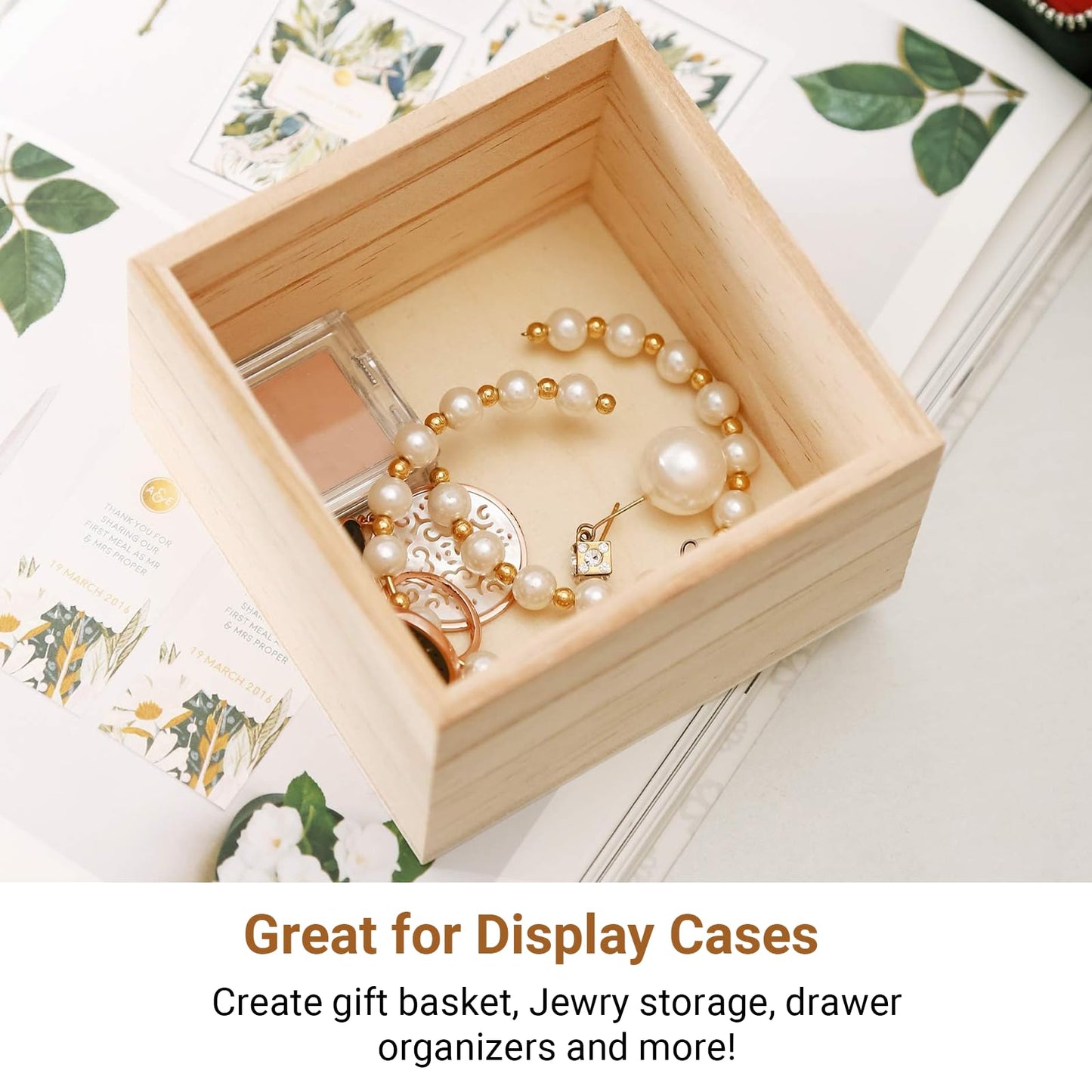 CALPALMY (12 Pack) 6" x 6" Unfinished Wooden Box Storage Organizer Small Wooden Boxs for Art Crafts Collectibles Home Venue Decor