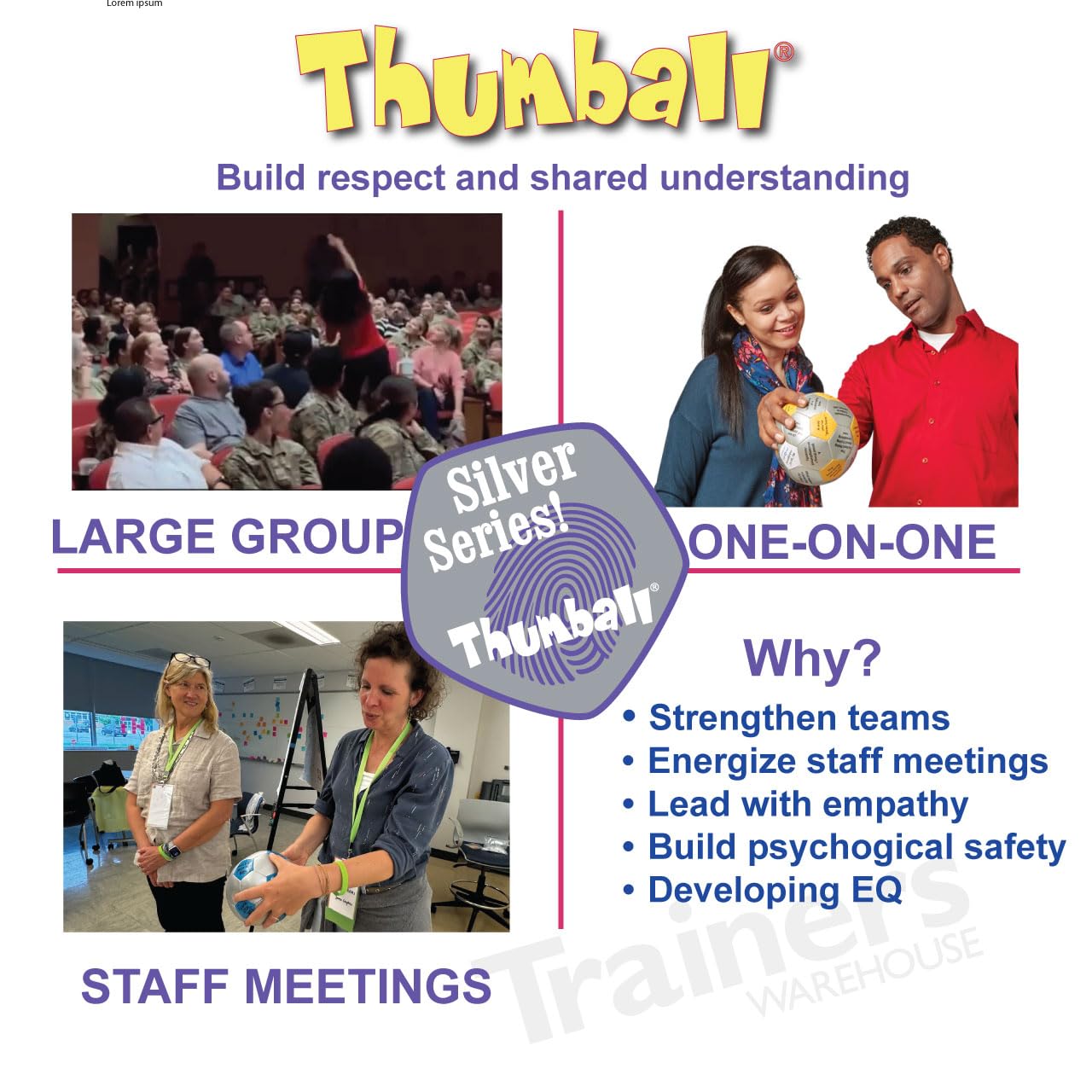 Trainers Warehouse Get Happy at Work Thumball 6" | Team Building Activities - Create a Positive Workplace. Promote Optimisim & Happy Conversations | 32 Prompts