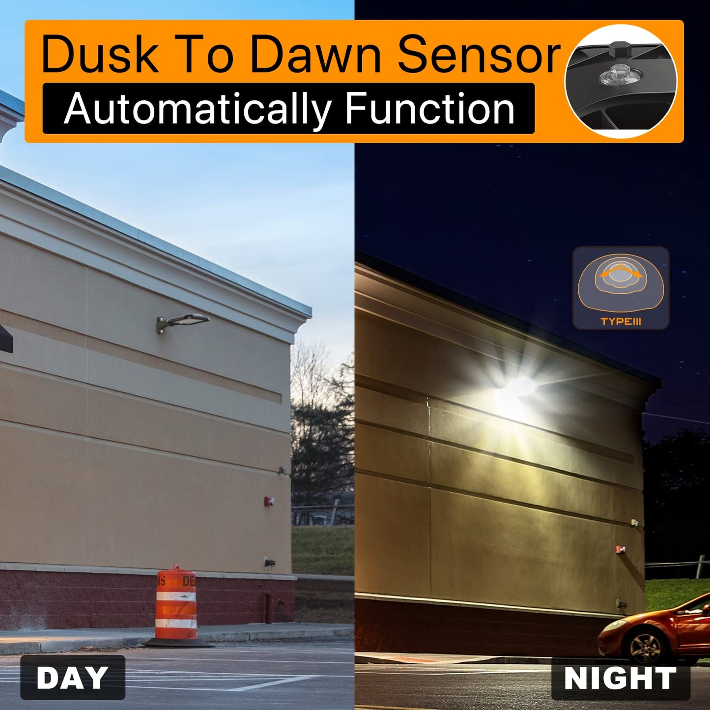 DEMILARE LED Parking Lot Light 150W Adjustable Arm Mount, 22500LM Quick Installation Dusk to Dawn Street Area Lighting, 5000K IP65 Waterproof Commercial Lights for Parking Lot, Gym, Driveways