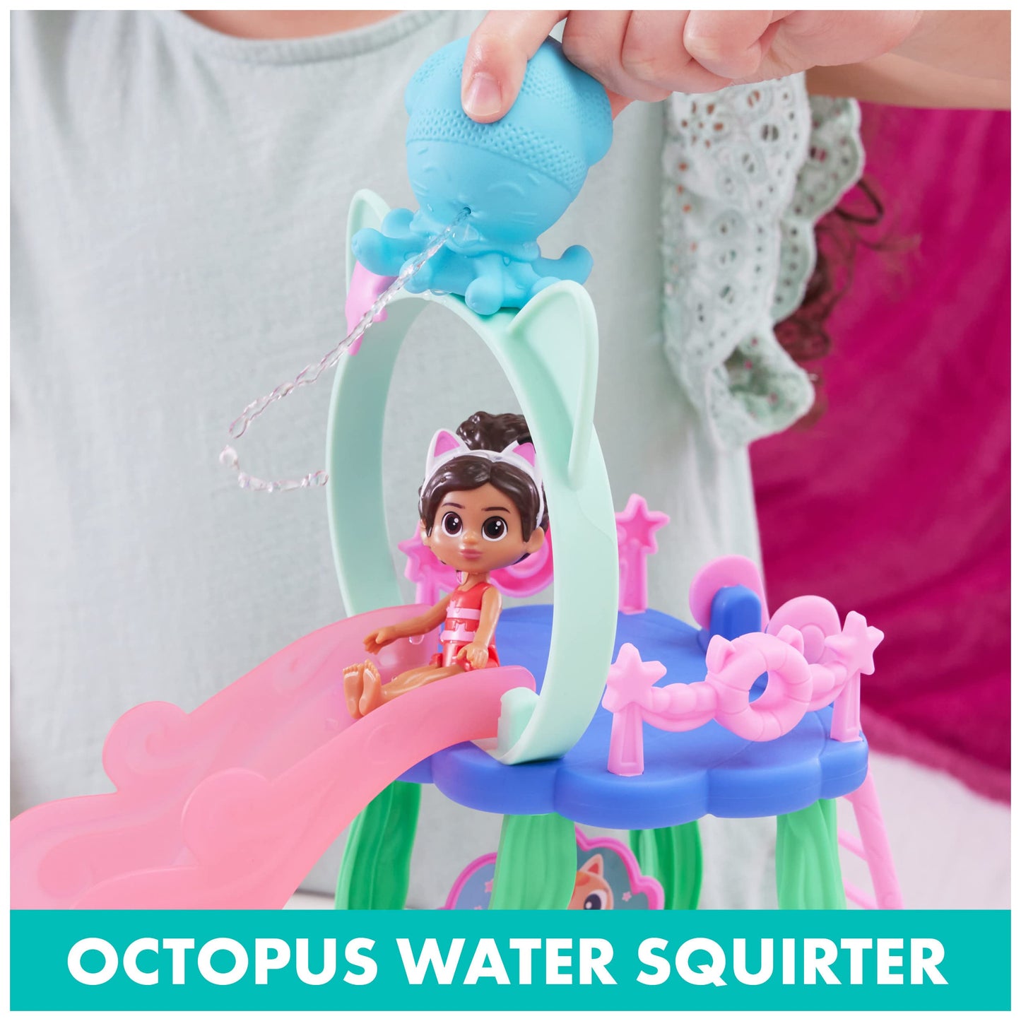 Gabby’s Dollhouse, Purr-ific Pool Playset with Gabby and Mercat Figures, Color-Changing Mermaid Tails and Pool Accessories Kids Toys for Ages 3 and Up