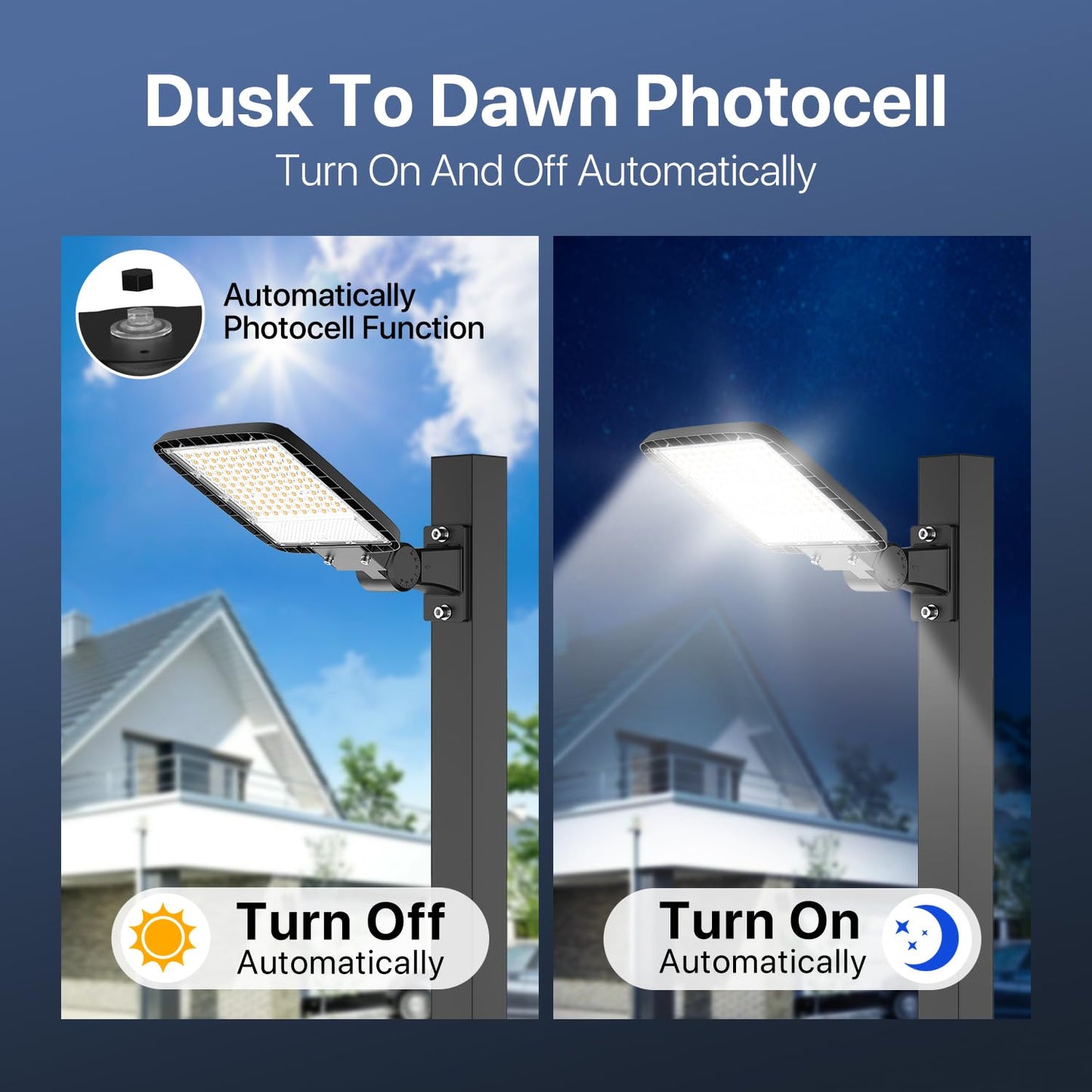 Kifflux 150W Led Parking Lot Light Adjustable Arm Mount 18000LM Flood Light 5000K IP65 Waterproof Shoebox Street Lights with Dusk to Dawn Photocell Outdoor Lighting for Yard, Warehouse, Barn, AC120V