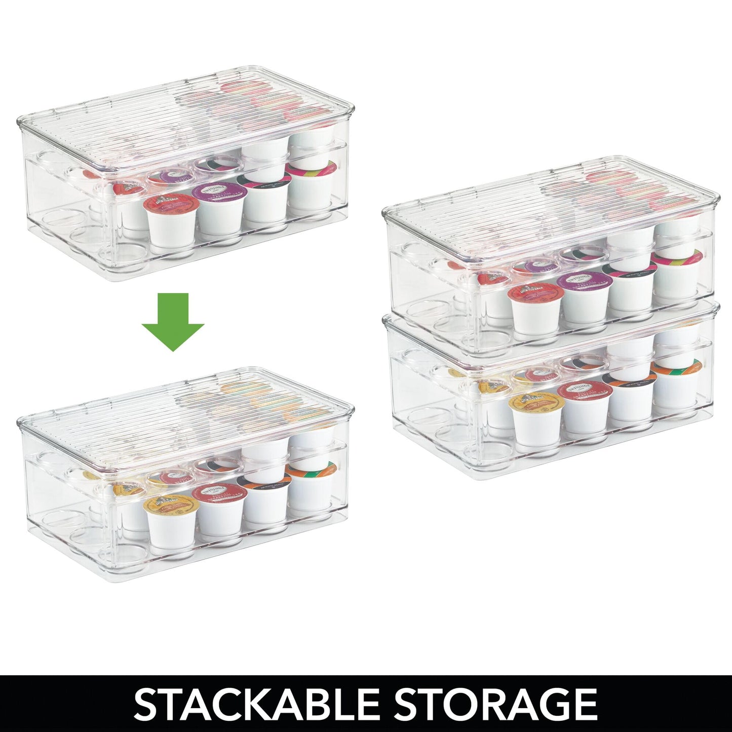 iDesign Stackable Coffee Pod Holder for K-Cup Pods - 29 K-Cup Capacity - Set of 2 - Clear