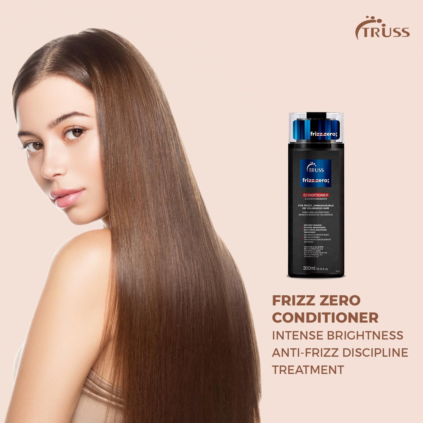 Truss Frizz Zero Conditioner - For Frizzy Hair - Anti Frizz, Anti Humidity Formula Protects Against Moisture While Providing Volume And Shine And Free Of Split Ends