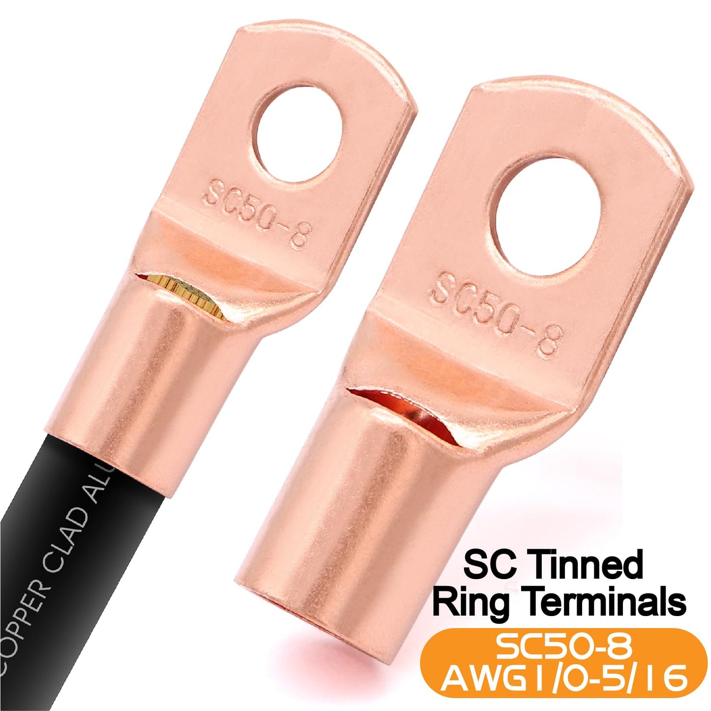 40FT 0 Gauge Wire Copper Clad Aluminum,1/0 Battery Cable,20pcs Lugs Terminal Connectors with 3:1Heat Shrink Tube for Amp,Inverter,Winch,Reducer,Starter,Solar Power,DC Wiring