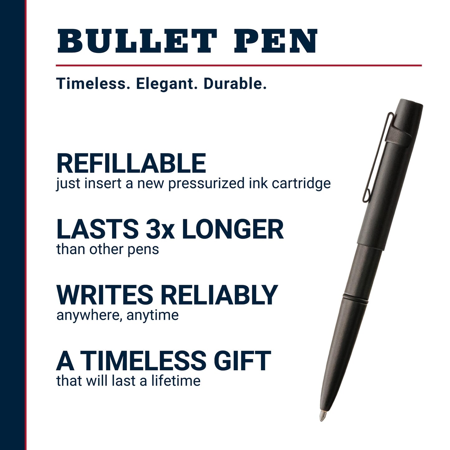 Fisher Space Pen Matte Black X-Mark Flat Cap Bullet Pen, Pressurized Ballpoint Pen, Compact Size, Writes Upside Down and in Extreme Temperatures, Black Ink, Medium Point, Pocket Clip, Made in the USA