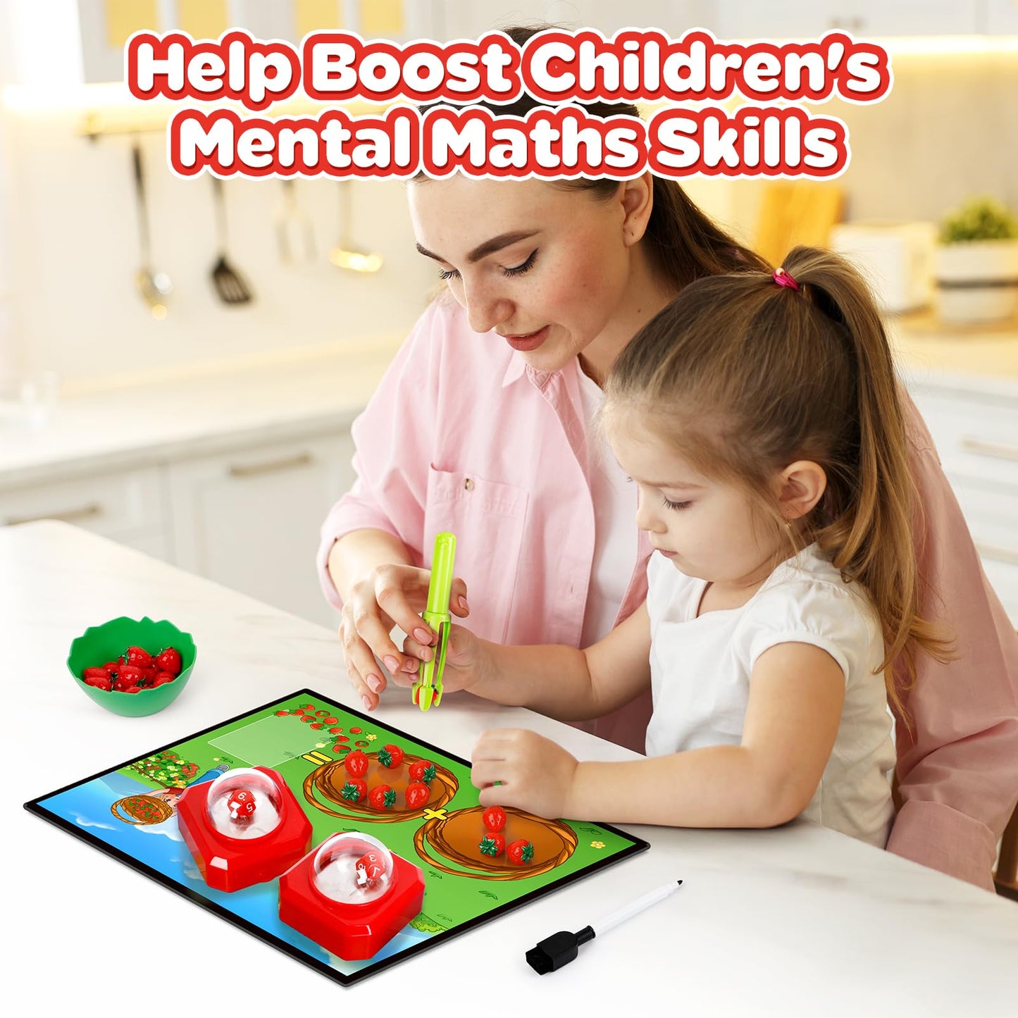 SkilLify Math Board Games for Kids with Dice Poppers, Kindergarten Preschool Math Manipulatives Games Counters Toys, Addition and Subtraction Dice Games Homeschool Supplies Classroom Must Haves