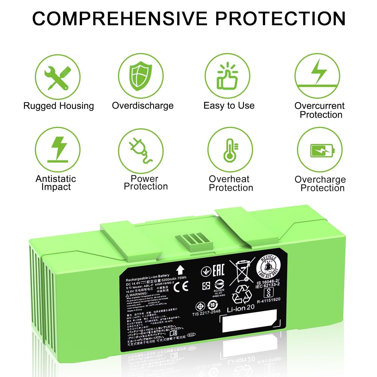 Dentsing ABL-F 75Wh Battery for iRobot Roomba i7 i7+ j7 j7+ 7158 7150 7550 7558 i3 i3+ 3150 i4 i4+ 4150 i8 and e5 e6 e5150 e6198 Replacement Battery for Roomba i & e & j Series 5200mAh