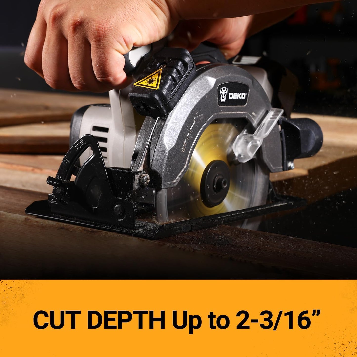 DEKOPRO 20V Cordless Circular Saw, 6-1/2-Inch Blade, 4500 RPM Circular Saw Cordless with 2 Battery and Charger（ 4.0Ah ）