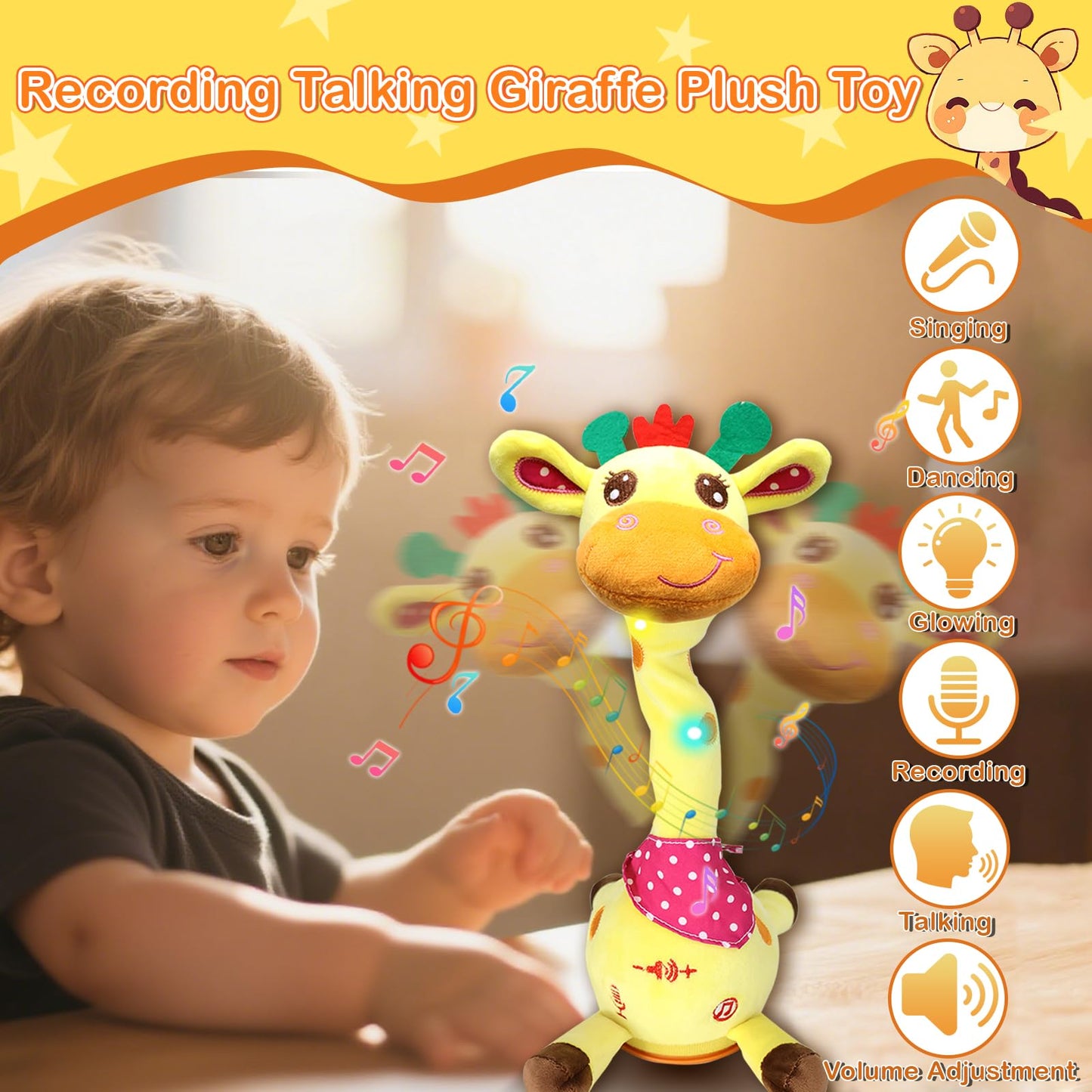 Hunfur Recording Talking Giraffe Plush Toy
