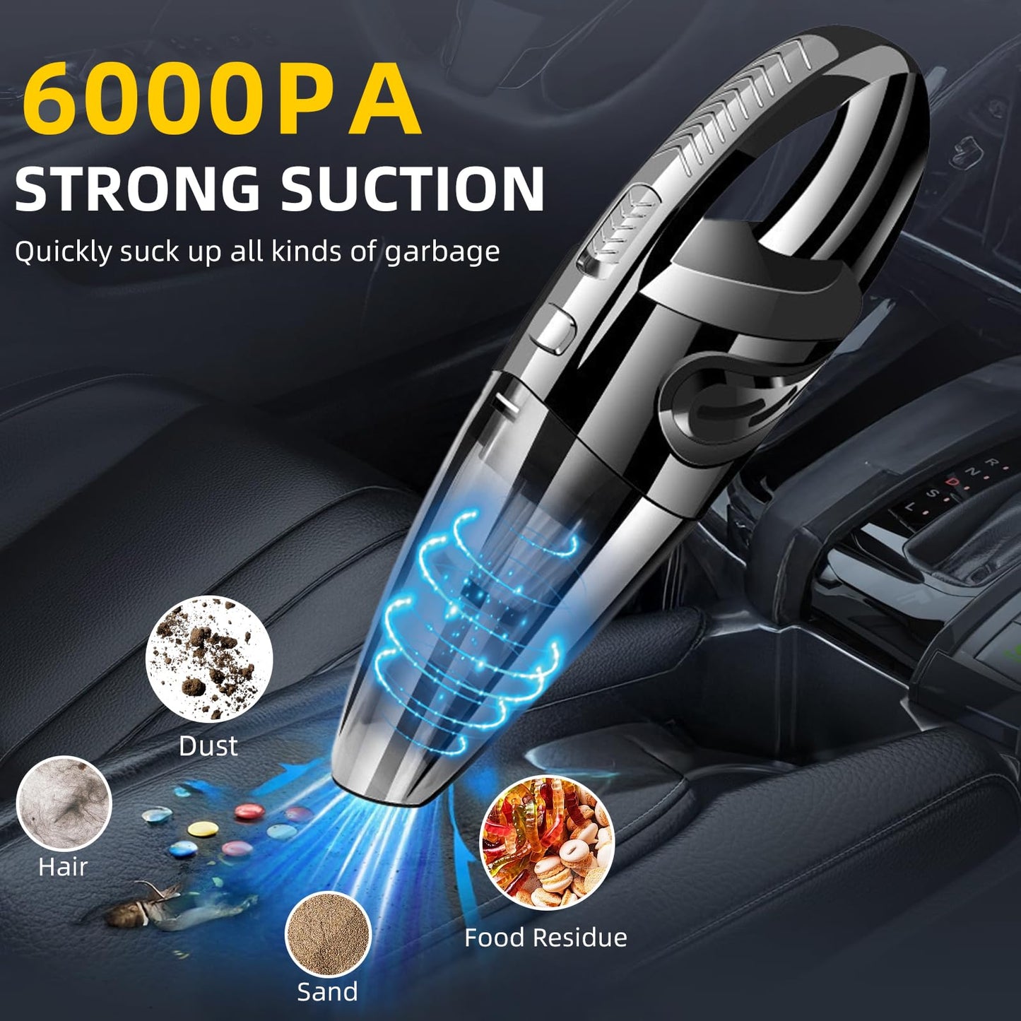 Silbingan Mini Vacuum Cleaner Cordless Handheld, Rechargeable Portable Car Vacuum with LED Light, Small Lightweight Hand Vacuum for Home, Pet Hair, Dust, Sofa, USB Charging