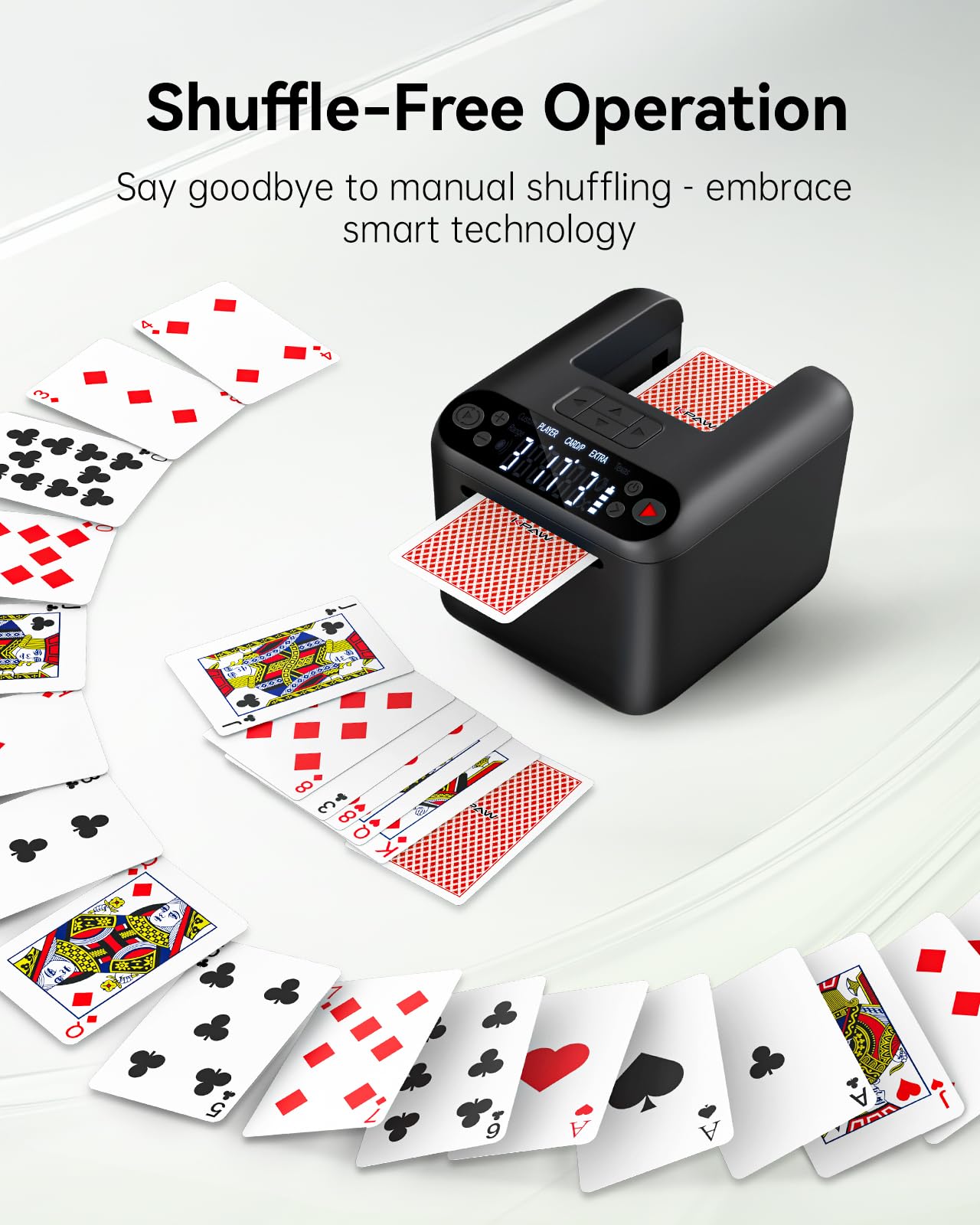 KPAW Automatic Card Dealer Machine Rotating 360 for Playing Cards 2/1/3 Decks USB Rechargeable Card Dealing Machine,Connect 4 Wireless Remotes for Texas Holdem Uno Card Game (Black, 3 Deck)