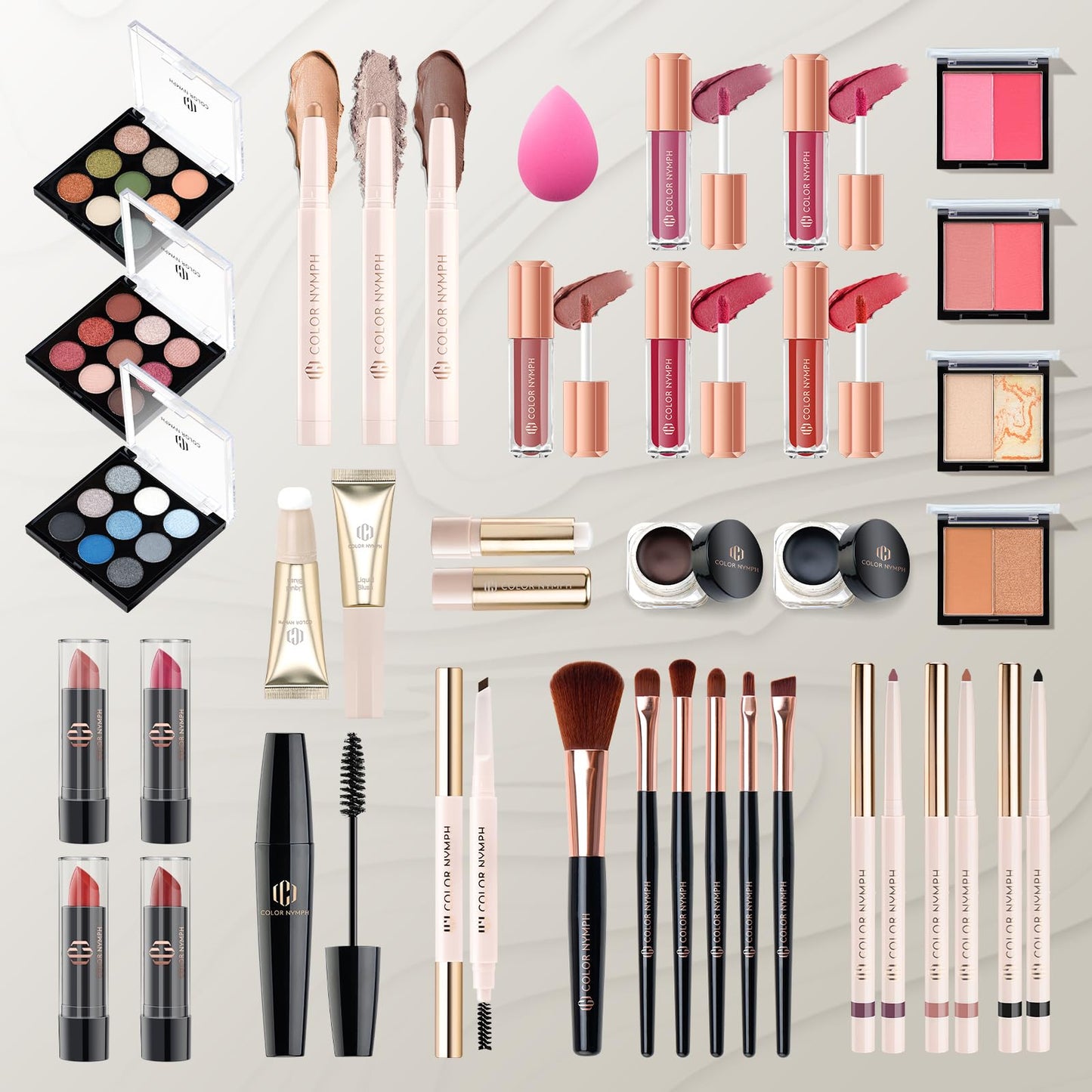 Color Nymph Professional Makeup Kits For Girls, Teenage Girls Makeup Kit with Storage Case Make Up Kit For Women Cosmetics Full Kit, Individual Packing Eyeshadow Blush Lipstick Mascara etc -Gold