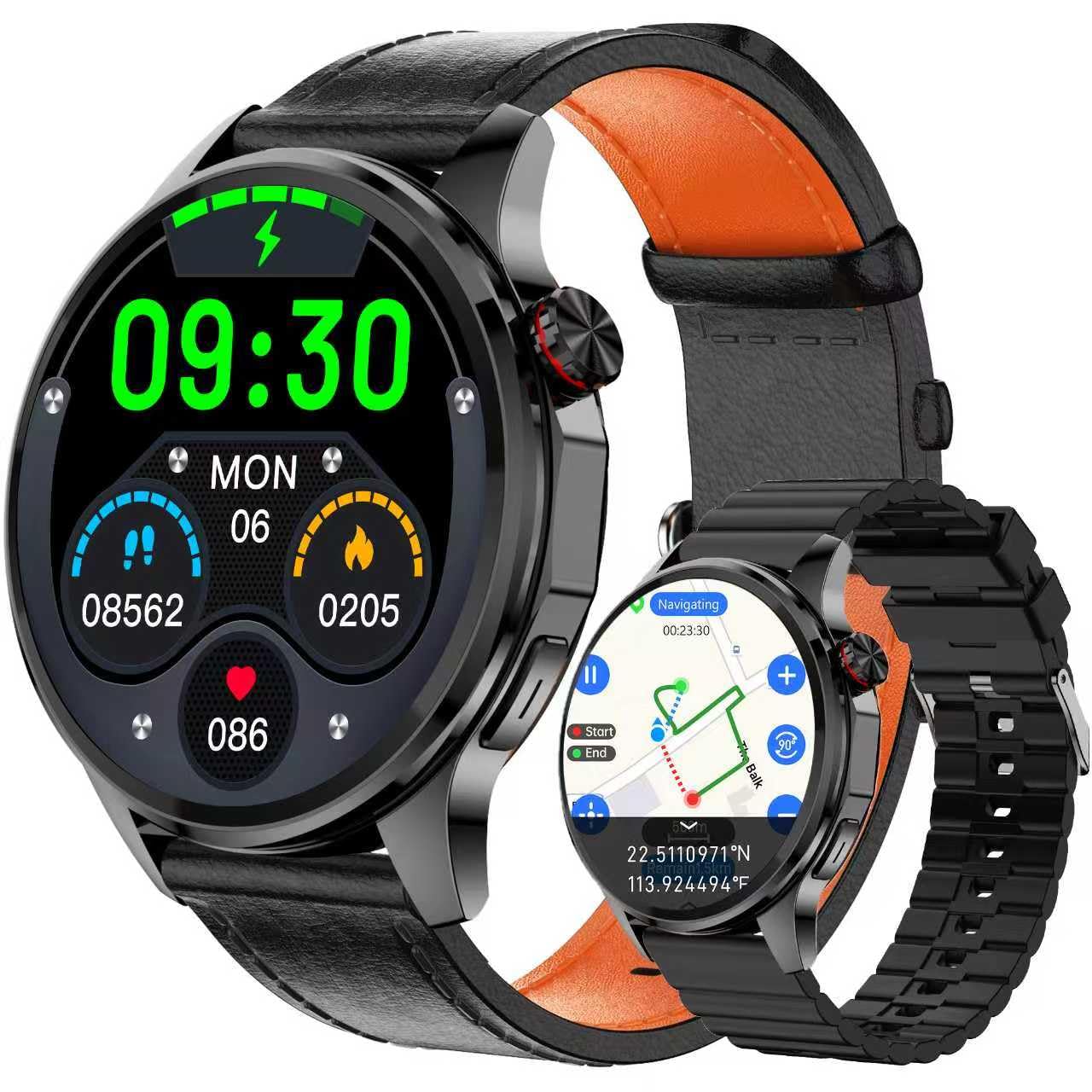PUBU Smart Watch for Men, Built-in GPS with Map(Answer/Make Call/Text), AI Smartwatch for Android Phones/iPhone, 100+ Sport Mode Fitness Tracker with Health/Sleep Monitor, Compass/Barometer(2 Bands)