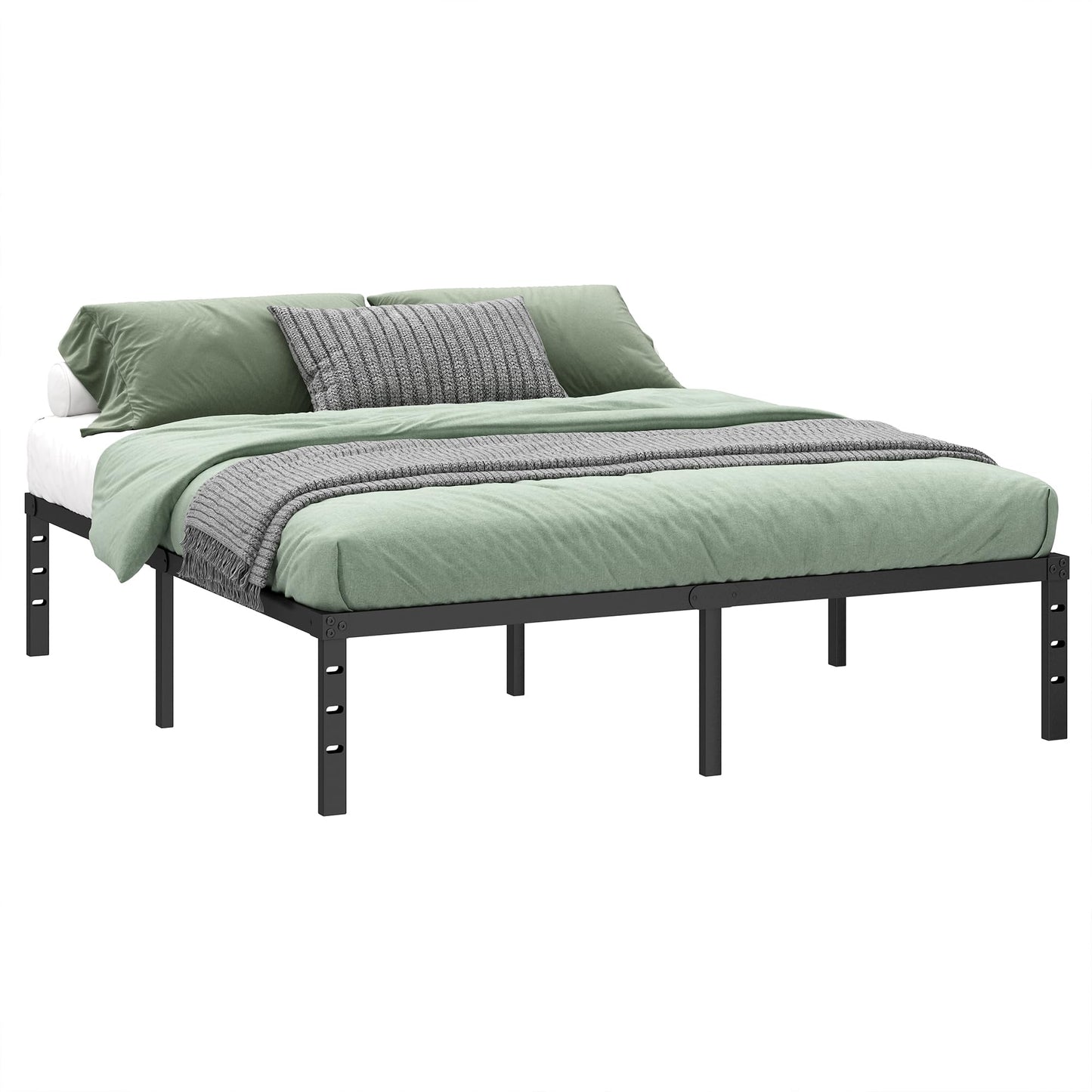 Chroark Metal Platform Bed Frame King Size, 14 Inch Height with Heavy Duty Steel Support, No Box Spring Needed, Easy Assembly and Underbed Storage,Black