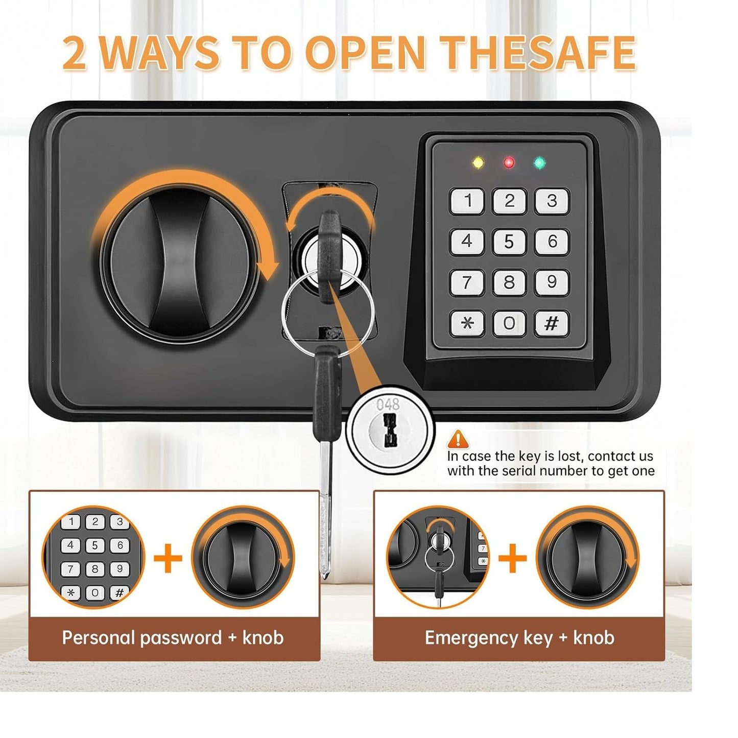 3.0 Cub Large Home Safes Fireproof Wterproof, Anti-theft Fireproof Safe with Programmable Keypad, Spare Keys and Alarm Systerm, Digital Home Security Safe Box for Document Money Medicines