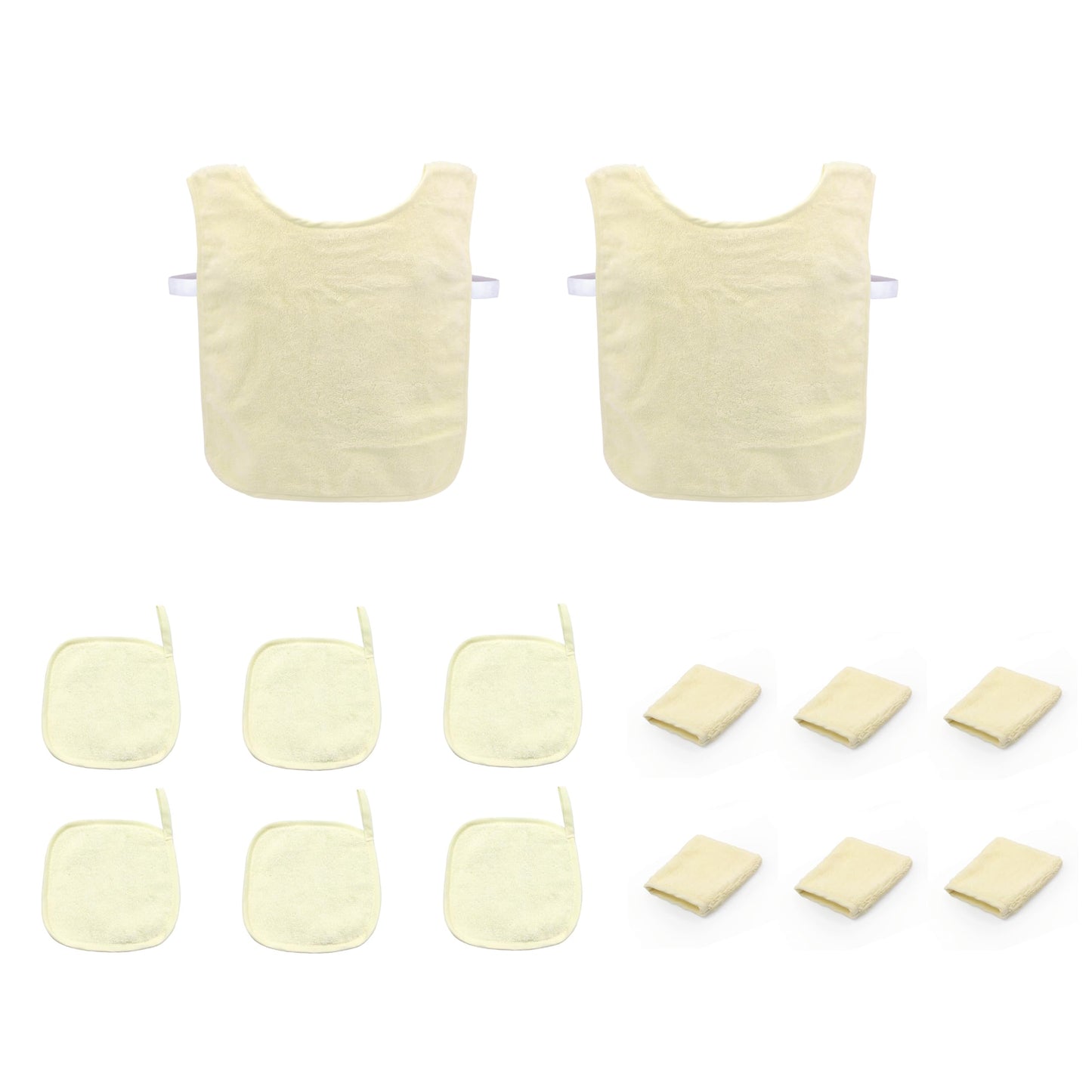 Montessori Cotton Toweling Aprons, Hand Towels, Hand Mitts, 14-Piece Set, Child Size, Cream