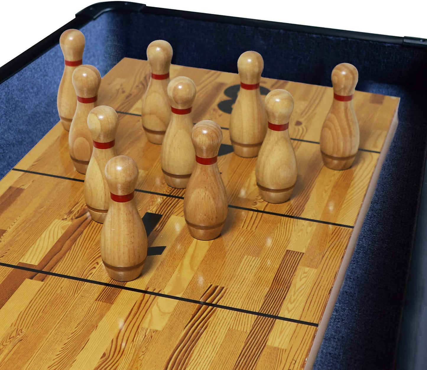 YDDS Shuffleboard Bowling Pin Set with 10 Pcs Premium Hardwood Bowling Pins Durabel Triangular Pinsetter Resin Bowling Ball and Carrying Bag, Fun for Shuffleboard Games