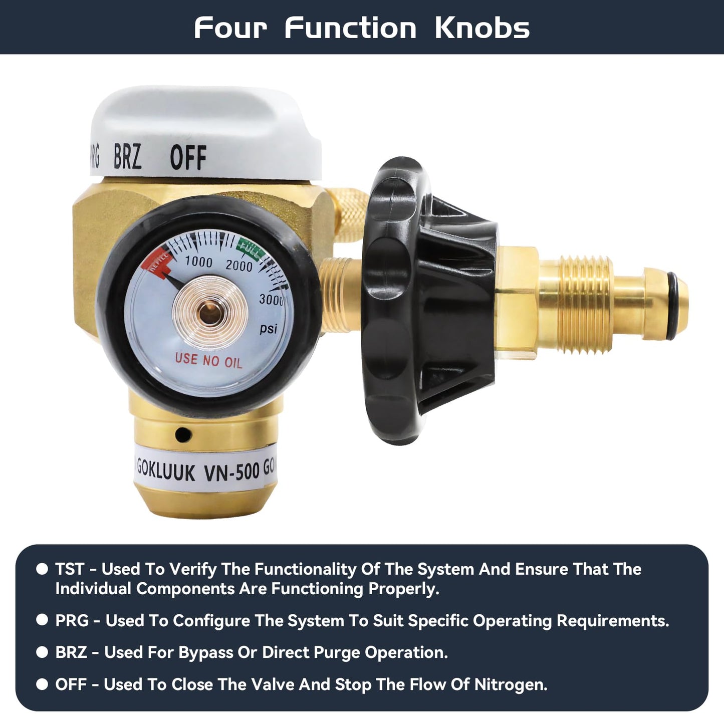 VN-500 Nitrogen Purge Control Valve Regulator And Flow Meter Hybrid Design Nitrogen Purging Regulator w/500psi for leak testing