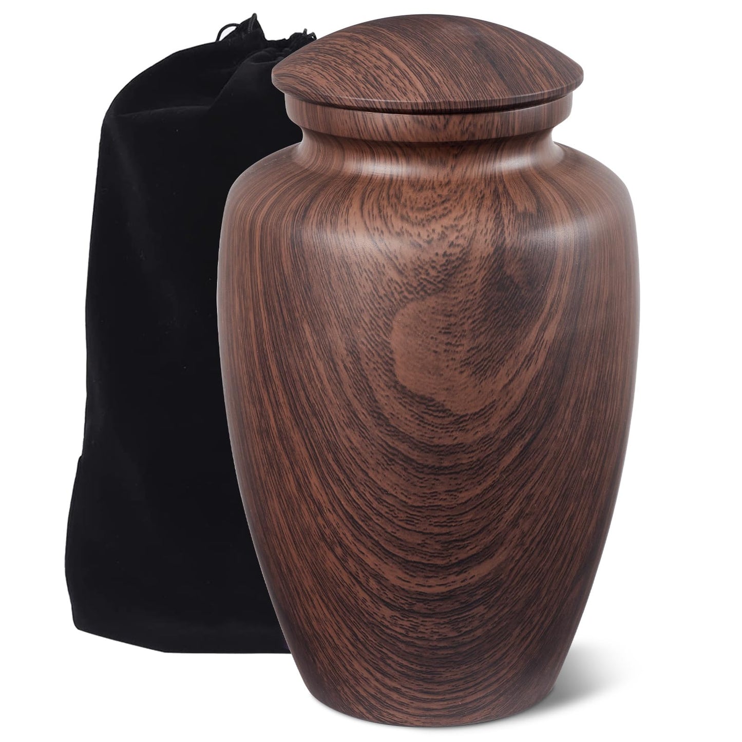 LINES ARTE Urn for Ashes Adult Male Female,Large Aluminum Wood Grain Cremation Urn for Ashes for Men Women,Memorial Decorative Urns for Man/Dad/Father/Brother/Grandpa(Up to 200 IBS)