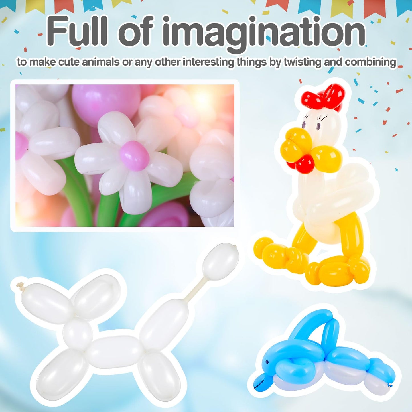 Lenwen 1000 Pcs Long Balloons Bulk 260 Latex Twisting Balloons Decoration for Birthday, Wedding, Festival, Clowns, Party Supplies(Clear)