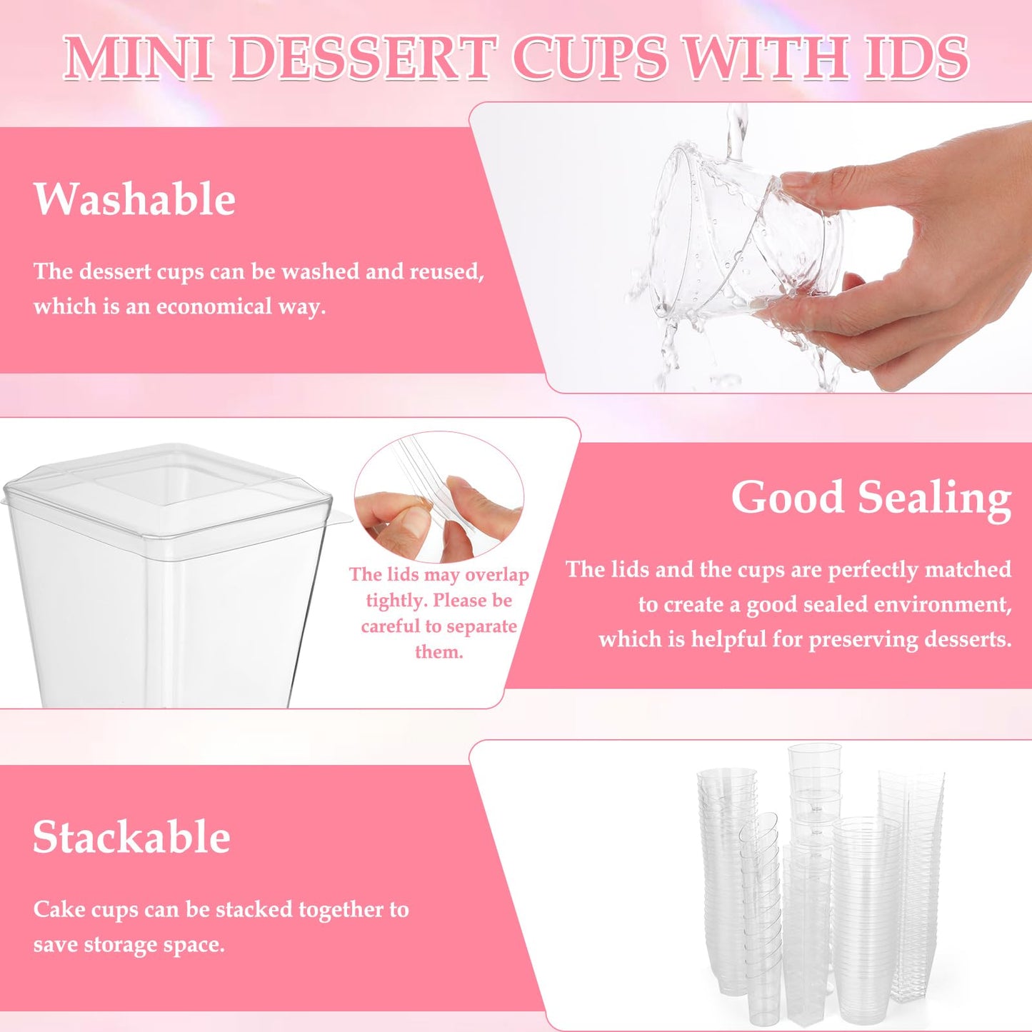 LifeisLuck 435 PCS Plastic Dessert Cups with Lids and Spoons, 5 oz and 3 oz Mini Clear Shooters Cups for Desserts, Appetizer, Ice Cream, Pudding, Jelly, Fruit, Mousse