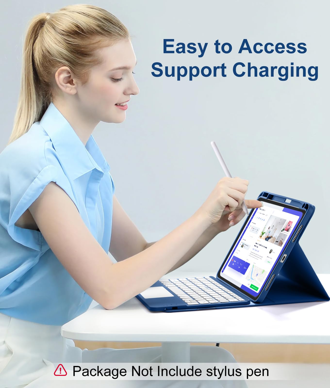 Harvopu Compatible with iPad Air 11 inch & Air 5th/ Air 4th Generation Case with Keyboard - Multi-Touch Trackpad, 7-Color Backlit, Detachable Folio Keyboard Cover for Air 11 M2, Air 4/5 (Navy Blue)