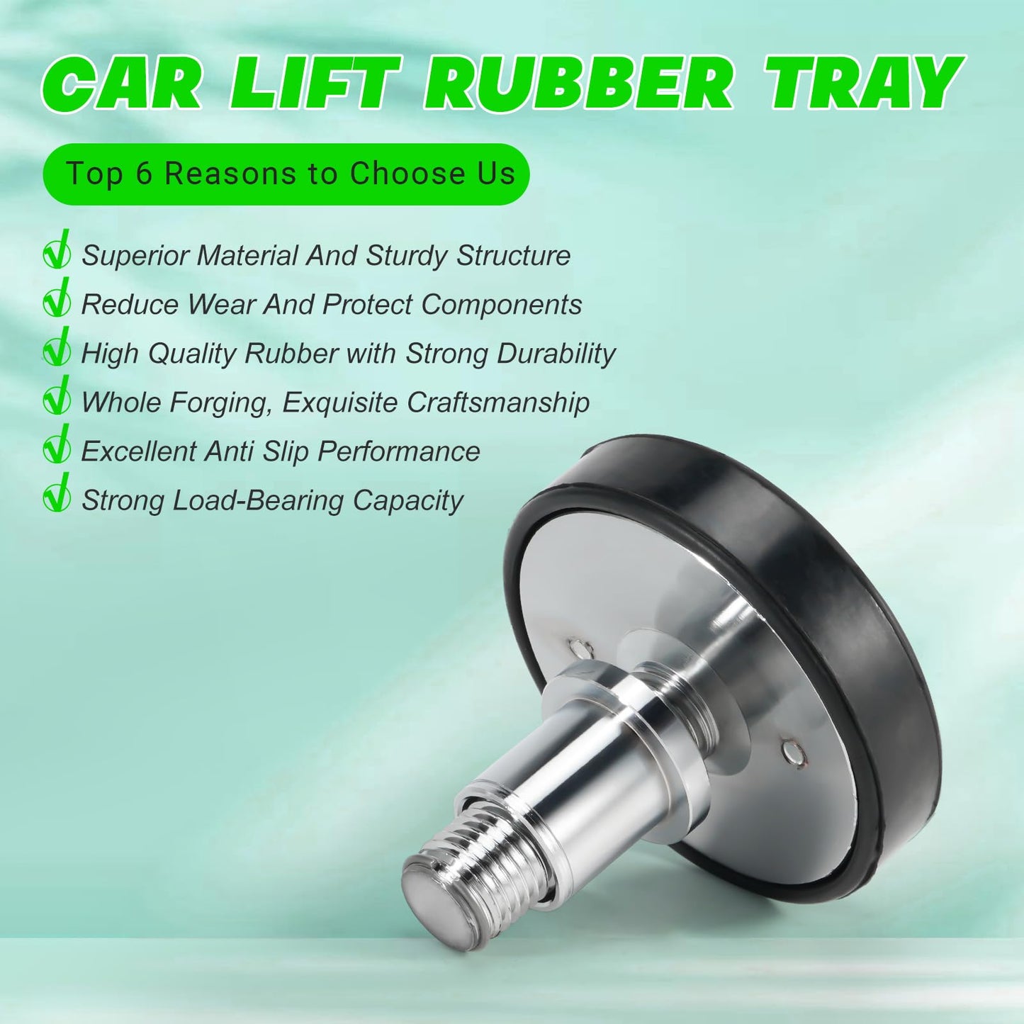 LEAPTREND 2pc 35mm Shaft Diameter Car Lift Rubber Tray Heightening Feet Plus High Leg Pads, Car Lift Telescopic Two Hole Round Tray with Rubber Pads Peg Screw-up Pads